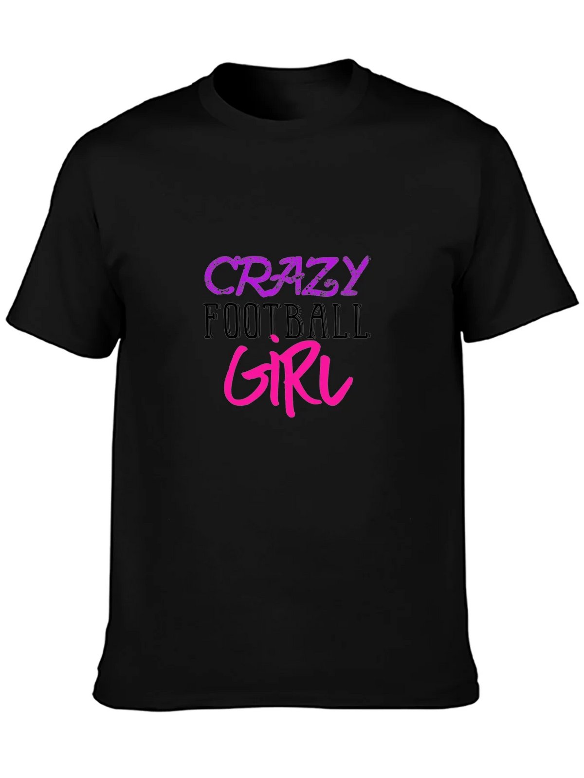 Crazy Football Girl Graphic Tee - Black Cotton T-Shirt product image 3