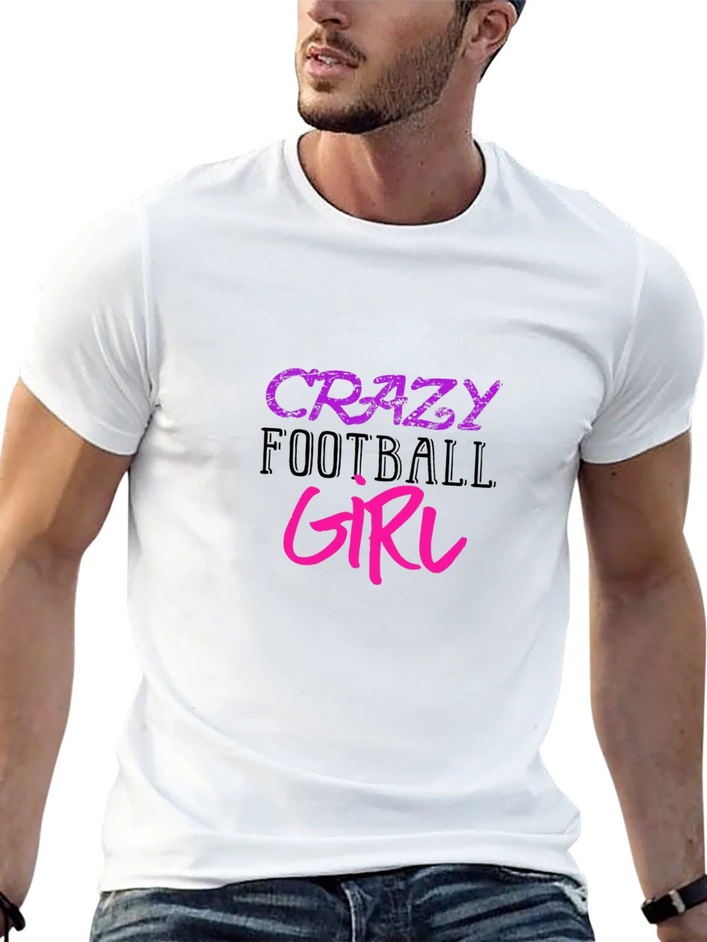 Crazy Football Girl Graphic Tee - Black Cotton T-Shirt product image 8