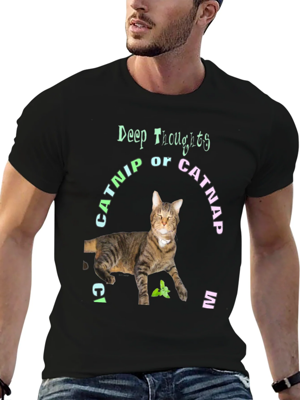 Deep Thoughts Catnip or Catnap T-Shirt product image 6