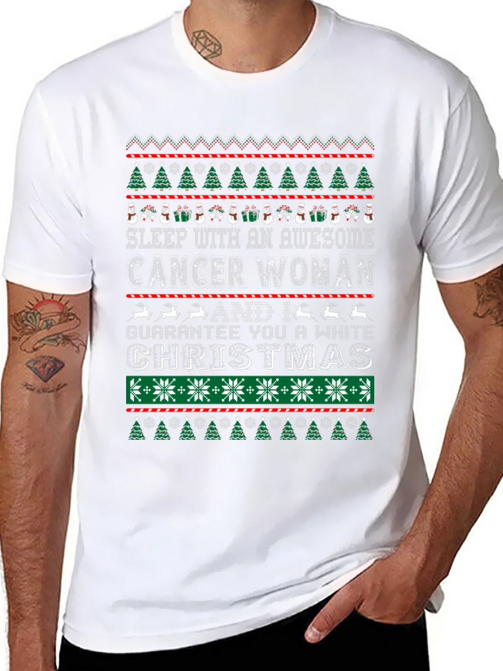 Awesome Cancer Woman Ugly Christmas Sweater T-Shirt product image 7