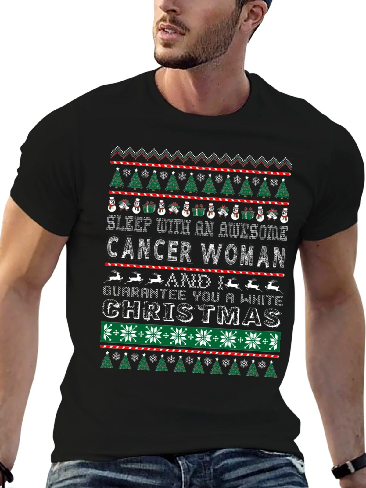 Awesome Cancer Woman Ugly Christmas Sweater T-Shirt product image 6