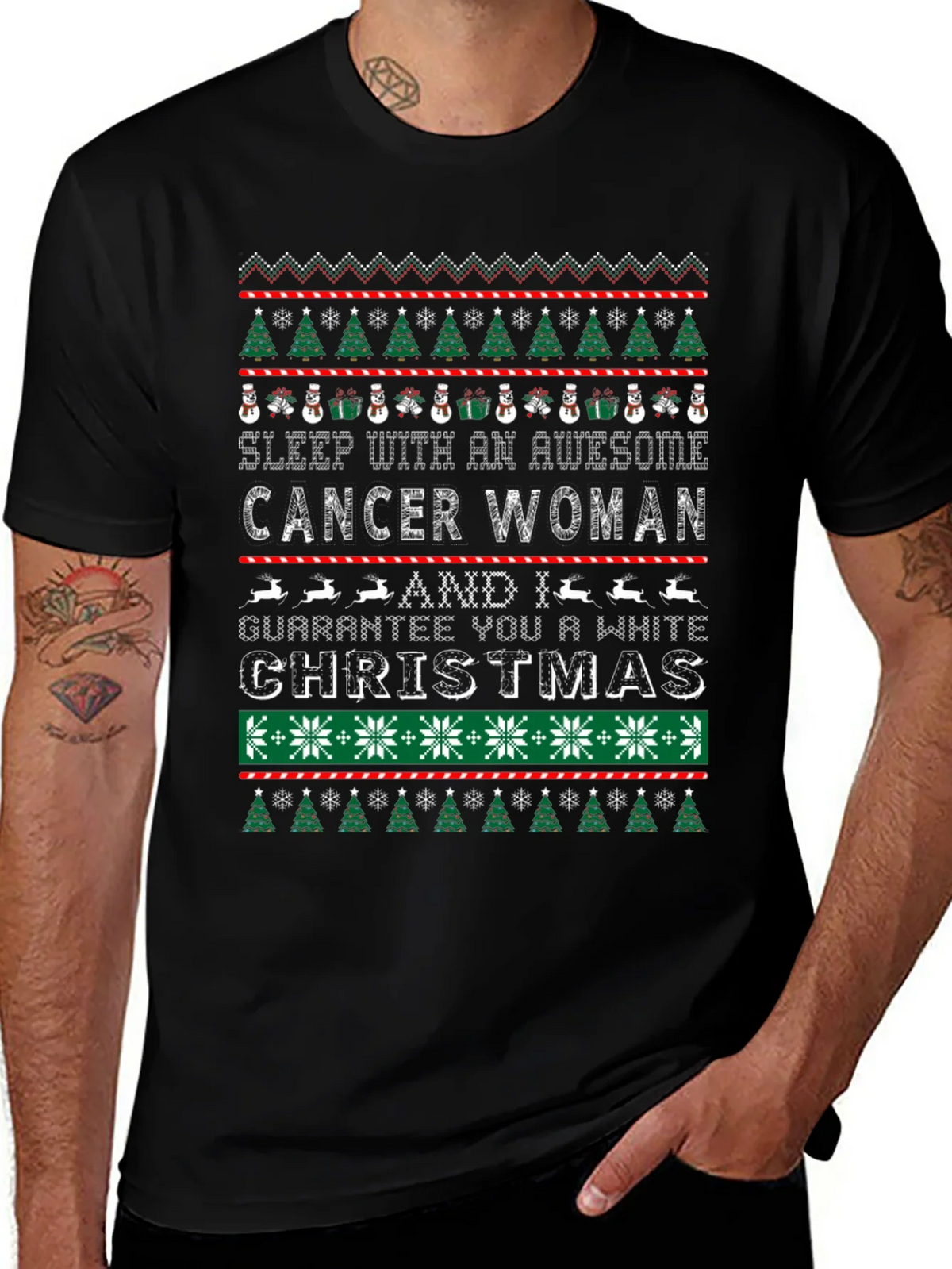 Awesome Cancer Woman Ugly Christmas Sweater T-Shirt product image 1