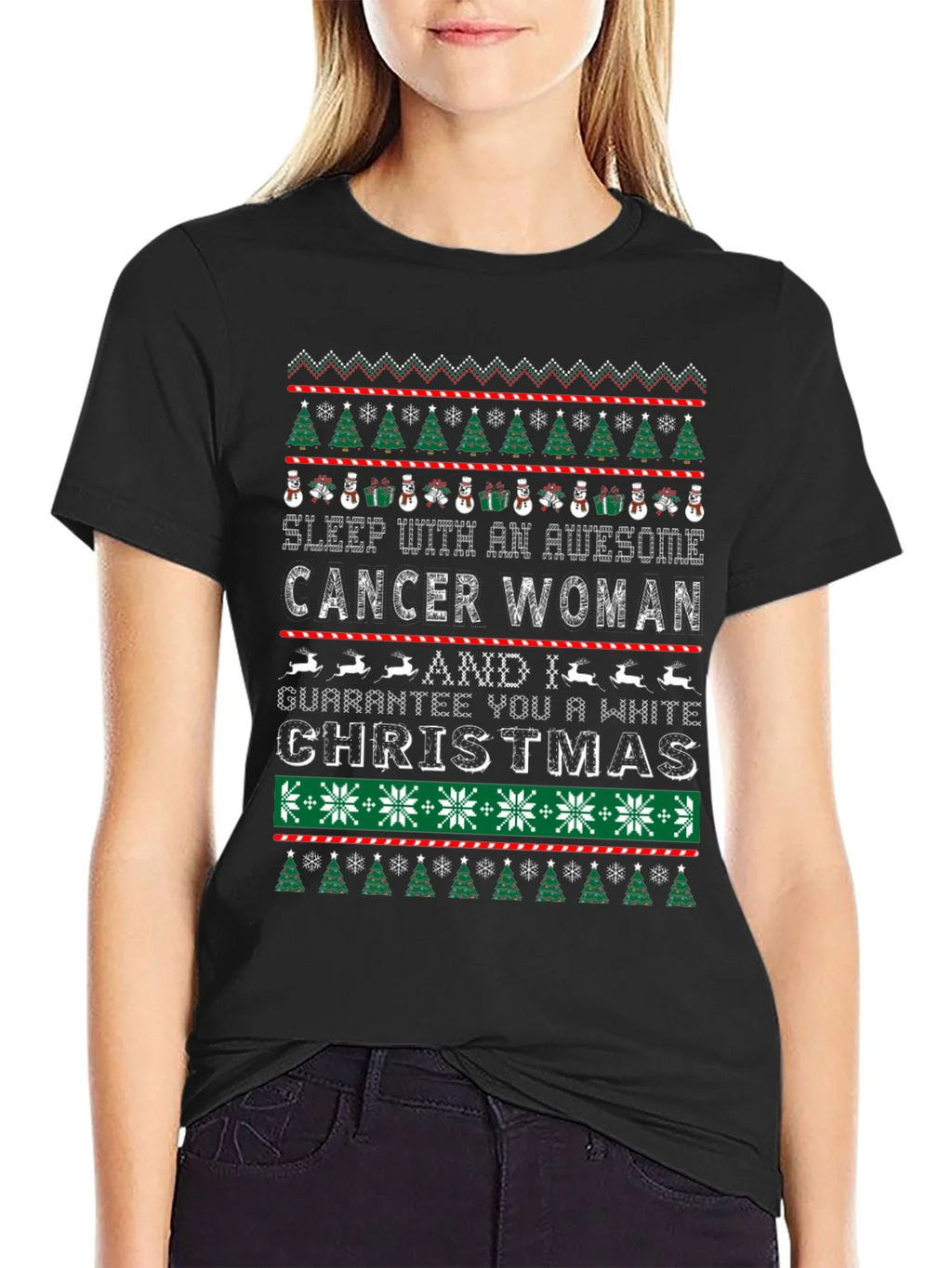 Awesome Cancer Woman Ugly Christmas Sweater T-Shirt product image 2