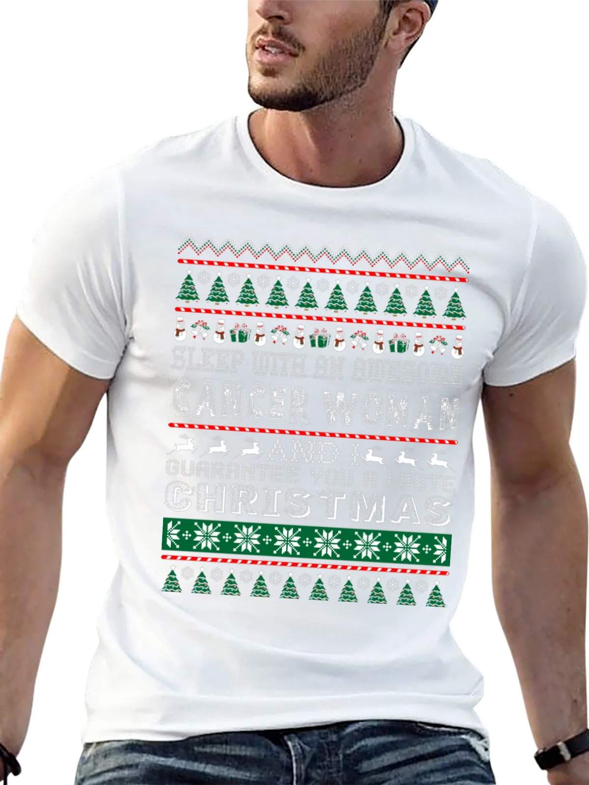 Awesome Cancer Woman Ugly Christmas Sweater T-Shirt product image 12