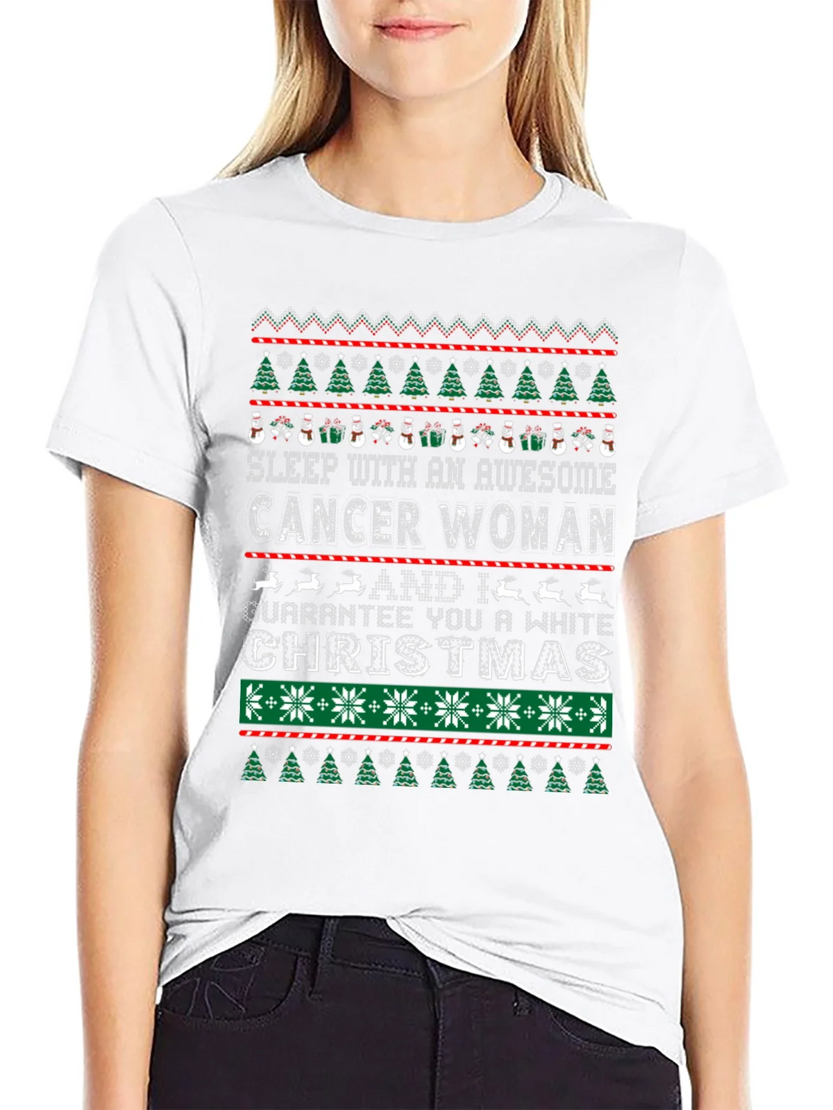 Awesome Cancer Woman Ugly Christmas Sweater T-Shirt product image 8