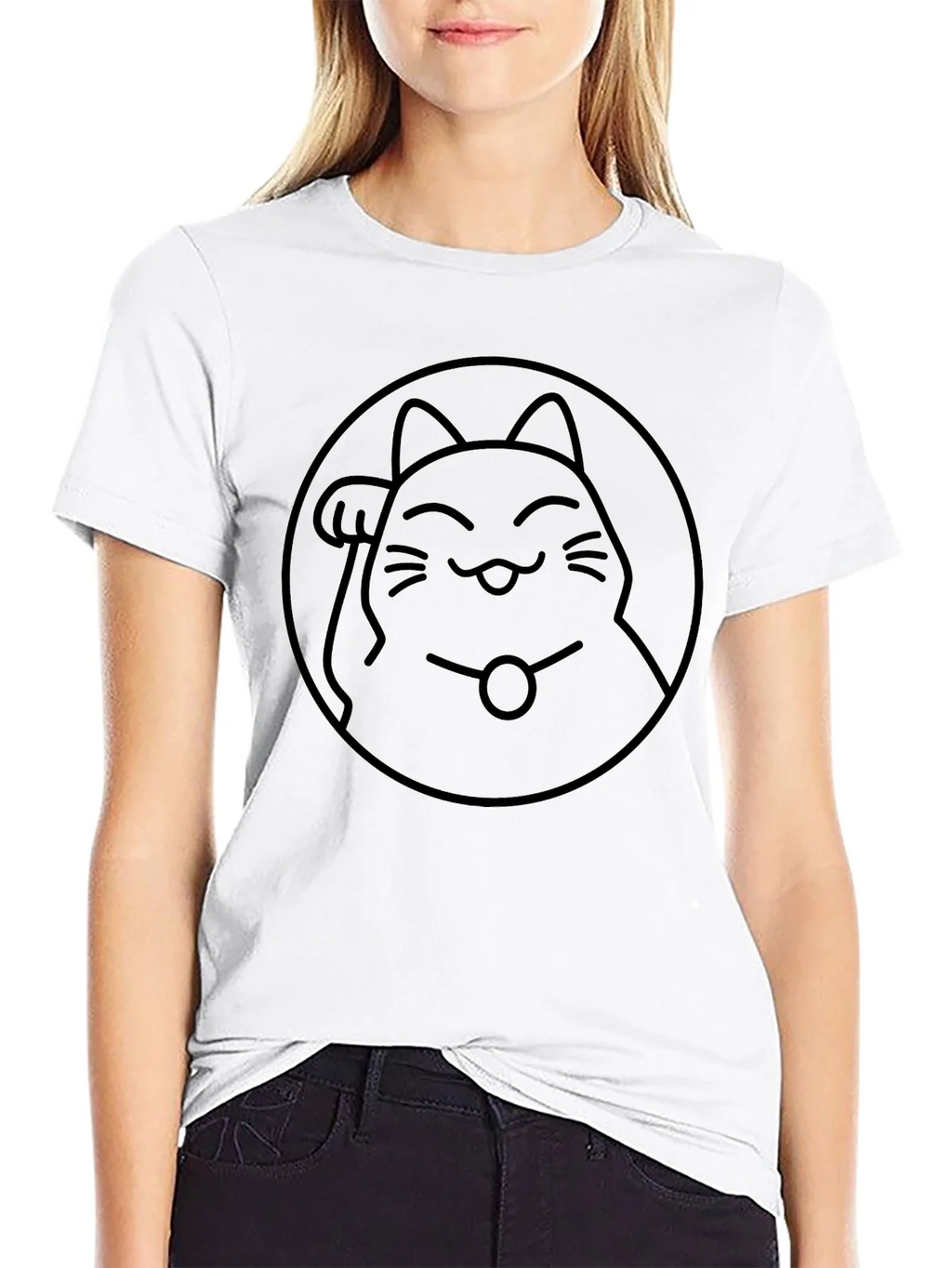 Lucky Cat Graphic T-Shirt - Black product image 7