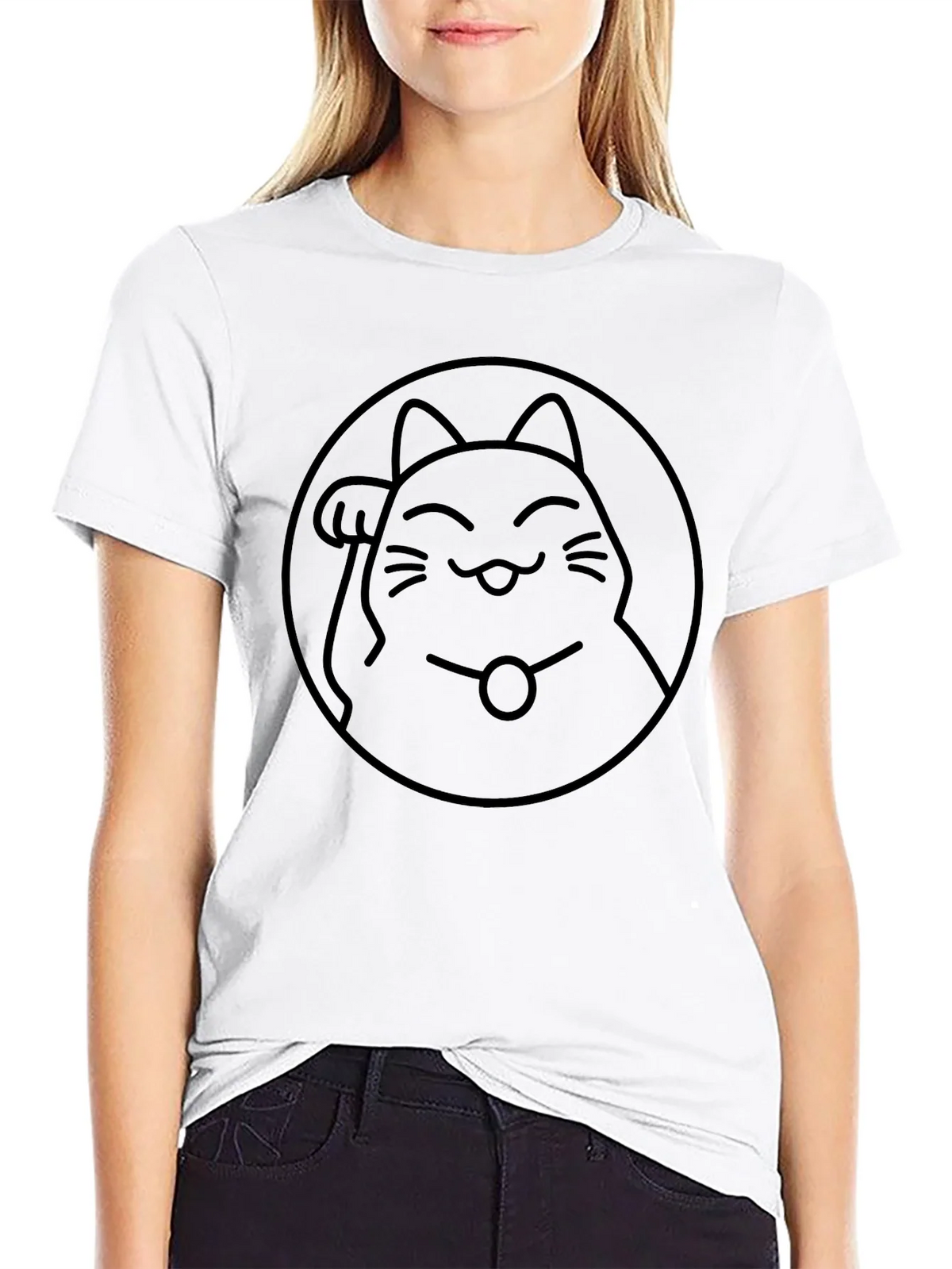 Lucky Cat Graphic T-Shirt - Black product image 7