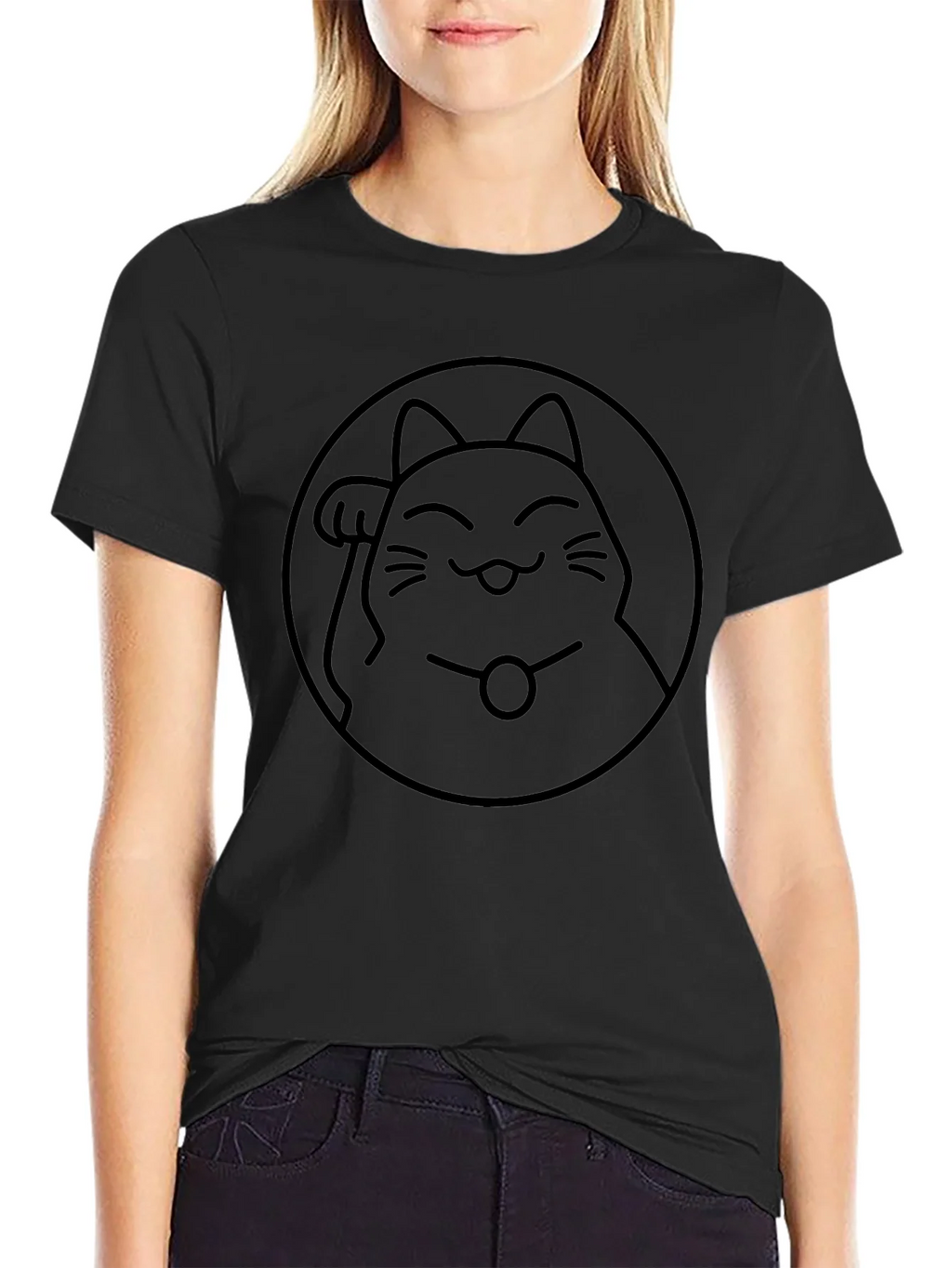 Lucky Cat Graphic T-Shirt - Black product image 2