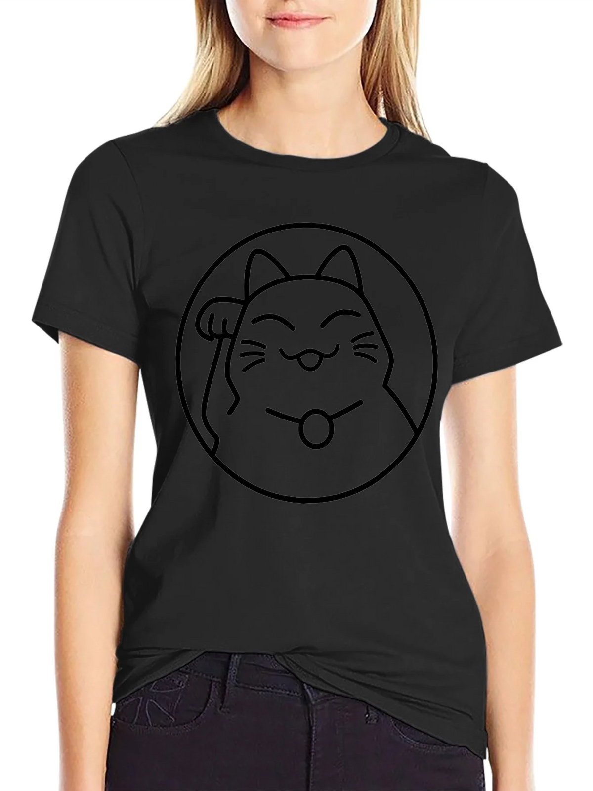 Lucky Cat Graphic T-Shirt - Black product image 2