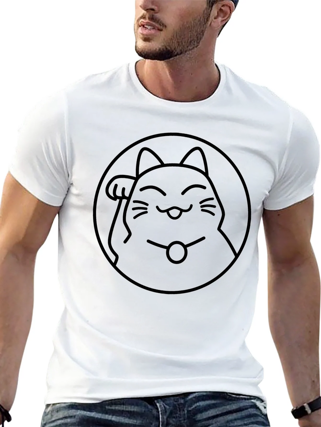 Lucky Cat Graphic T-Shirt - Black product image 11