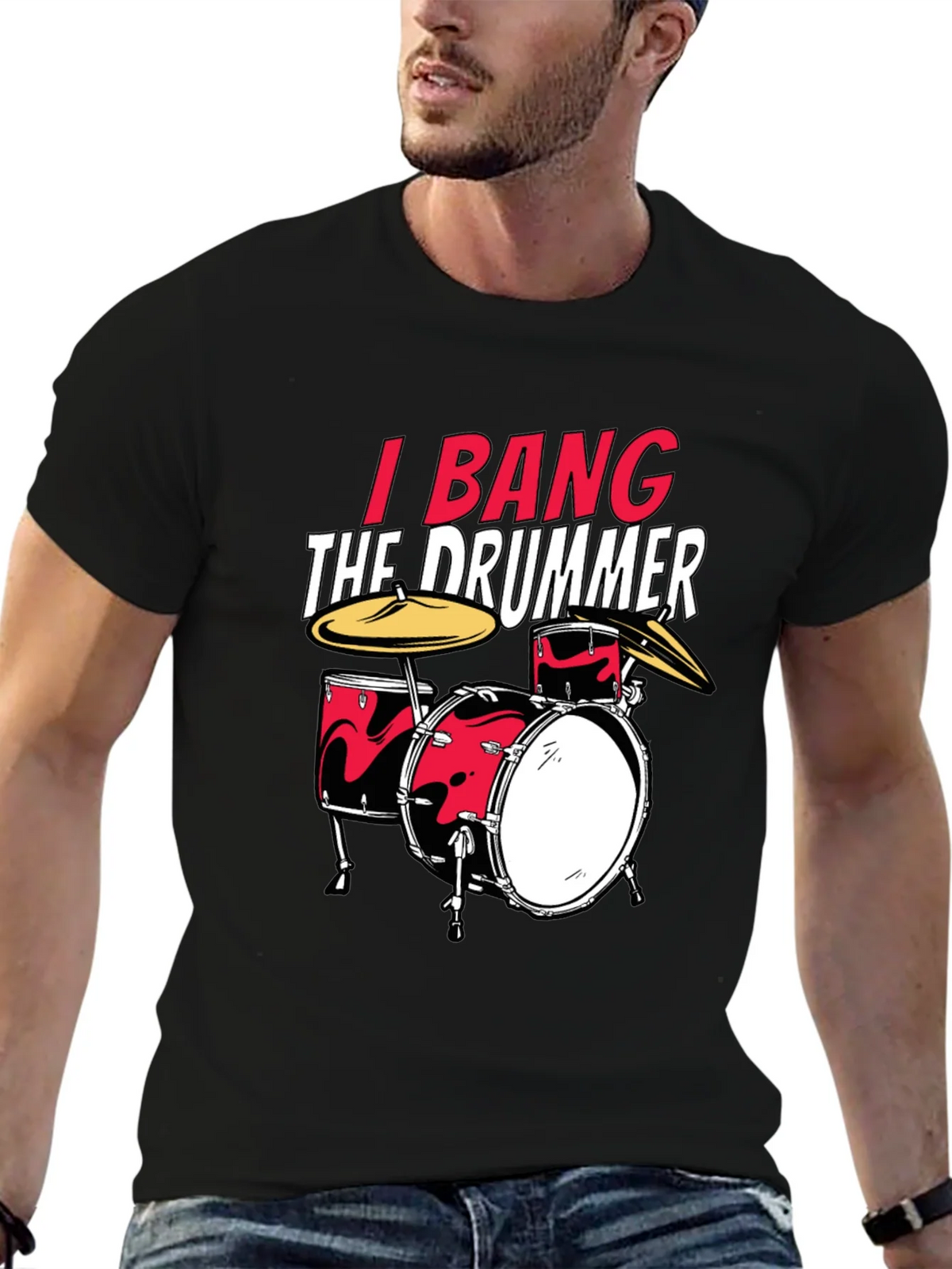 I Bang The Drummer Black T-Shirt product image 6