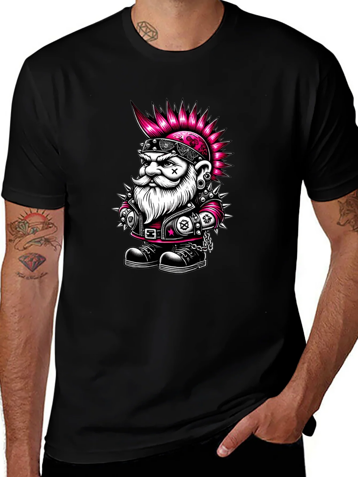 Punk Rock Gnome Graphic T-Shirt - Black product image 1