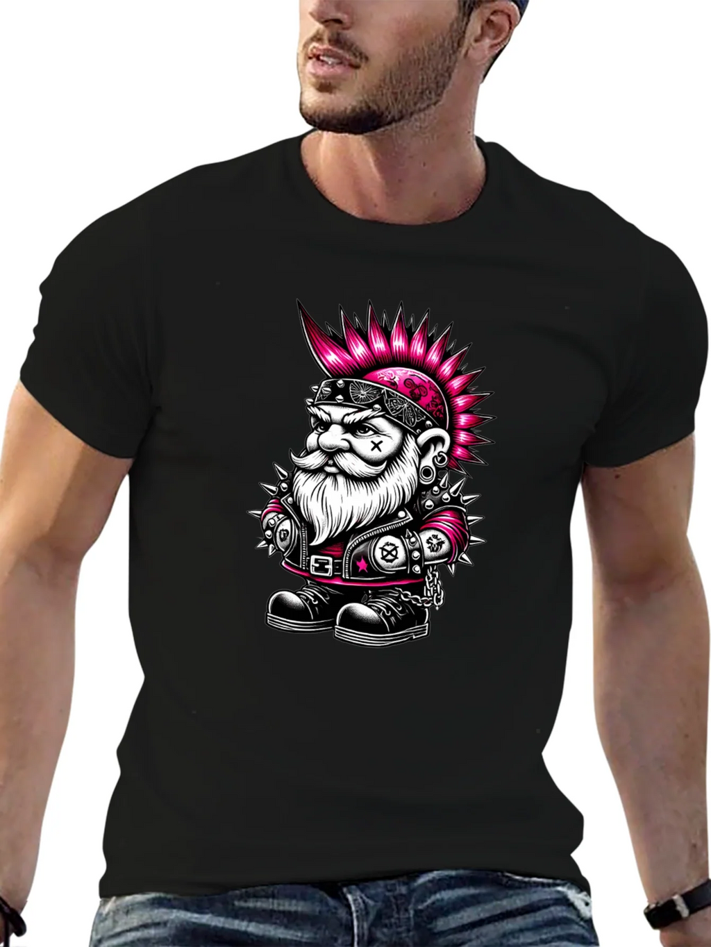 Punk Rock Gnome Graphic T-Shirt - Black product image 6