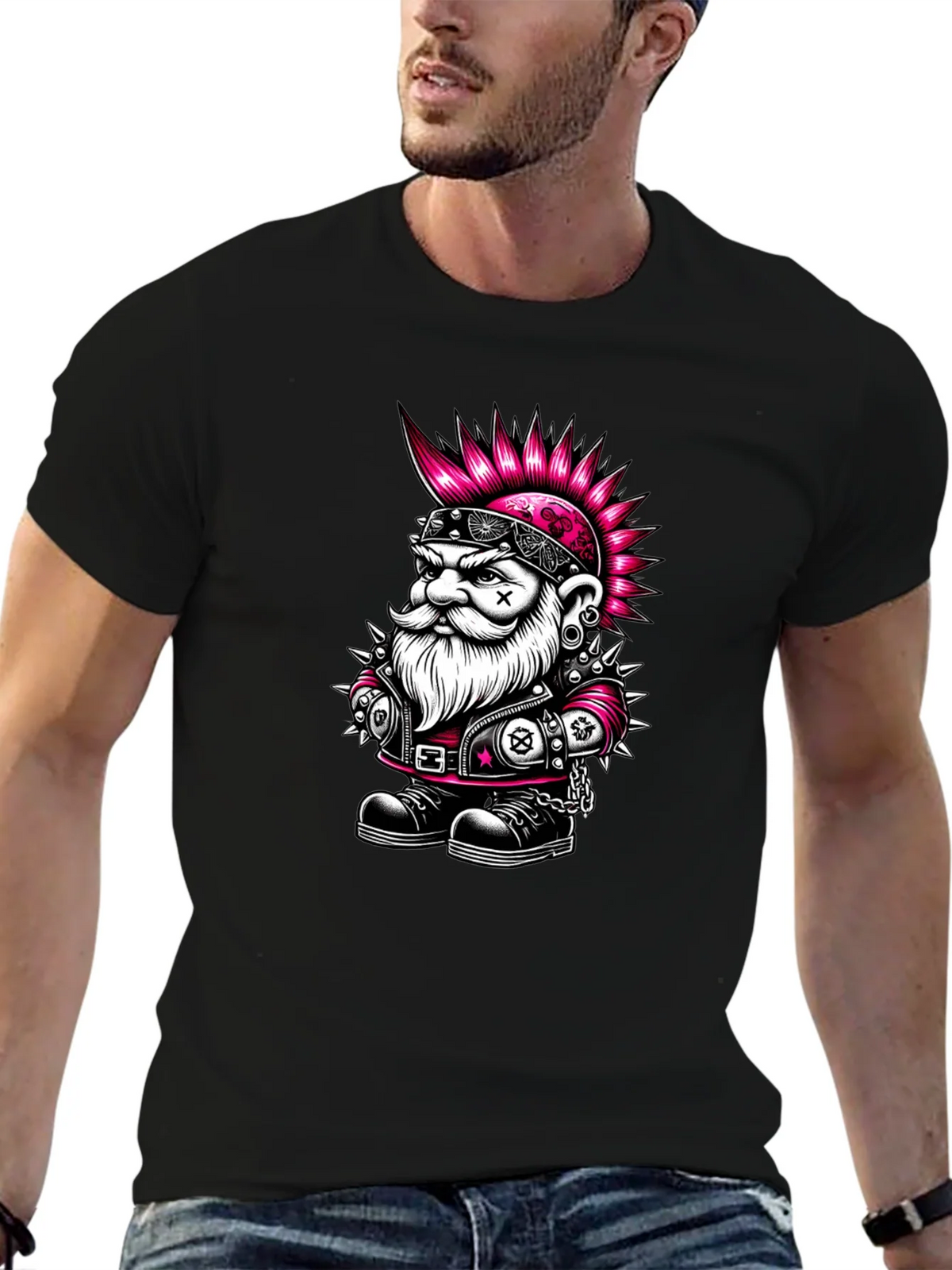 Punk Rock Gnome Graphic T-Shirt - Black product image 6