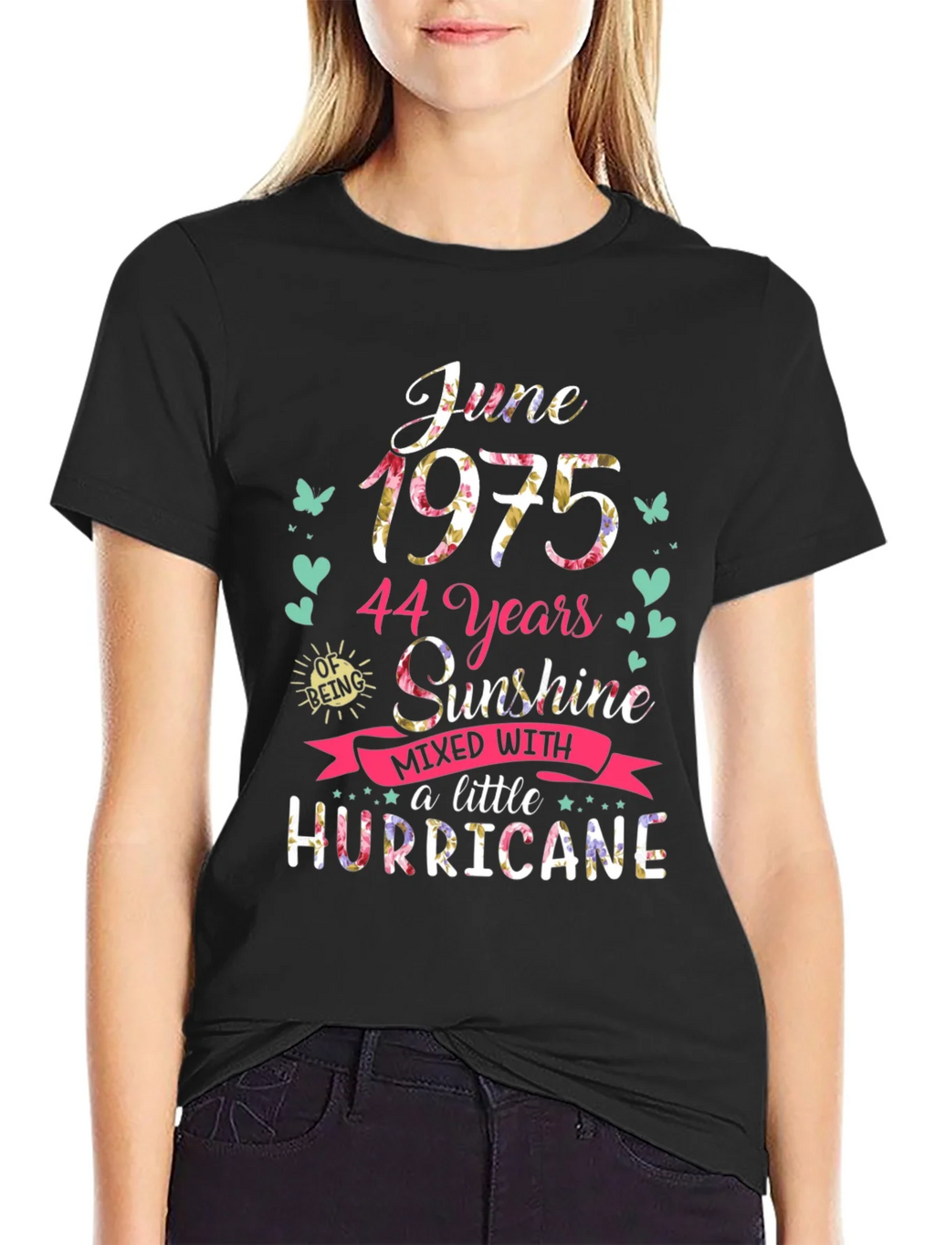 June 1975 Floral T-Shirt - 44 Years Sunshine & Hurricane product image 2