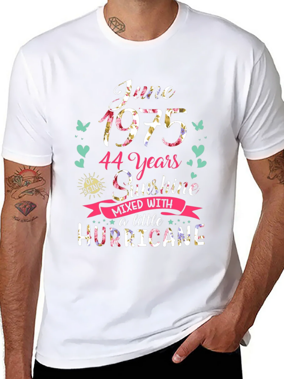 June 1975 Floral T-Shirt - 44 Years Sunshine & Hurricane product image 7