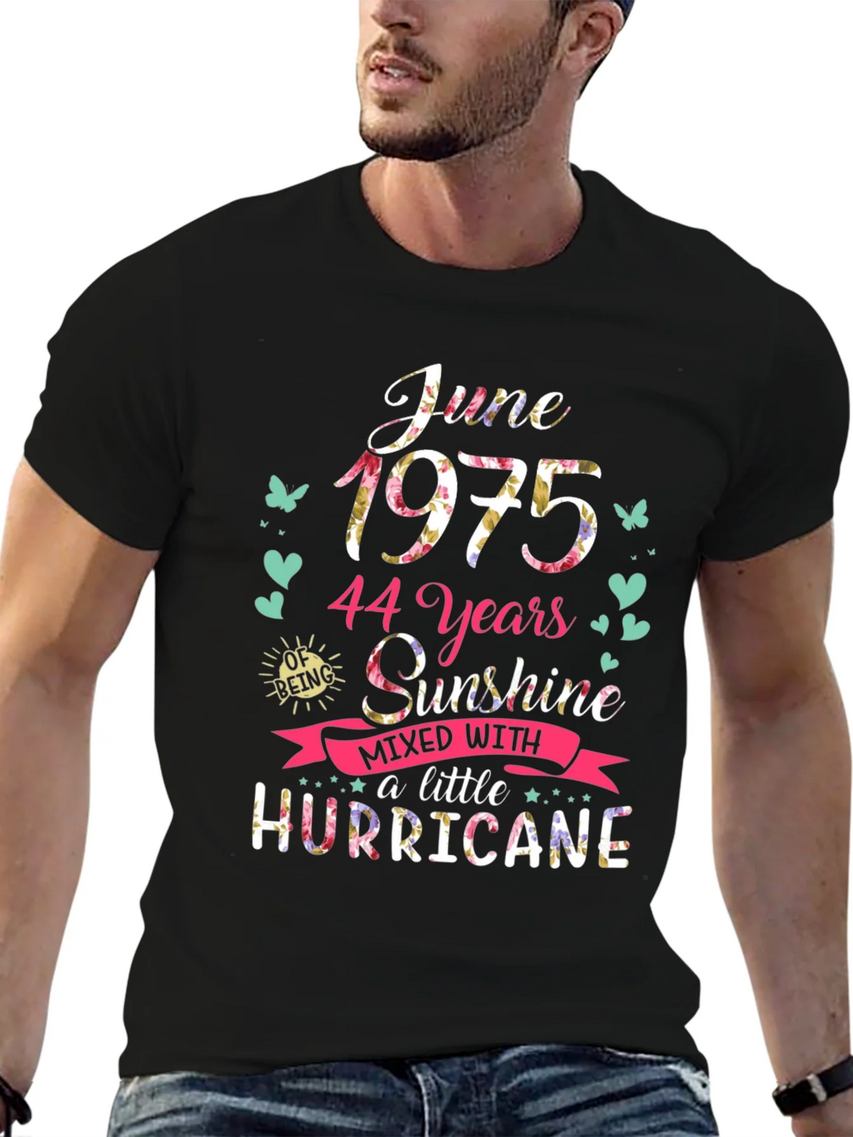 June 1975 Floral T-Shirt - 44 Years Sunshine & Hurricane product image 6