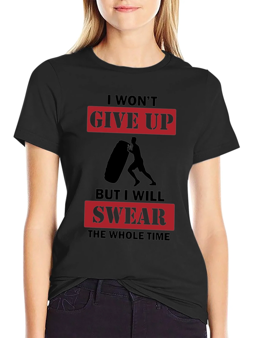 I Wont Give Up Mens Black Graphic T-Shirt product image 2