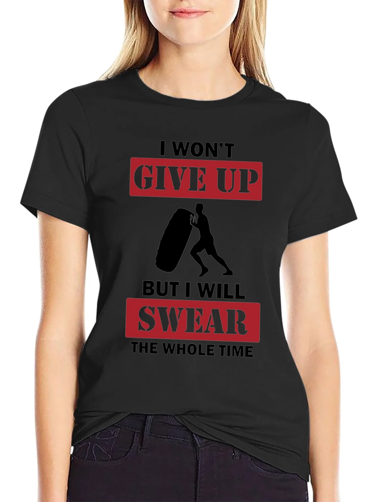 I Wont Give Up Mens Black Graphic T-Shirt product image 2
