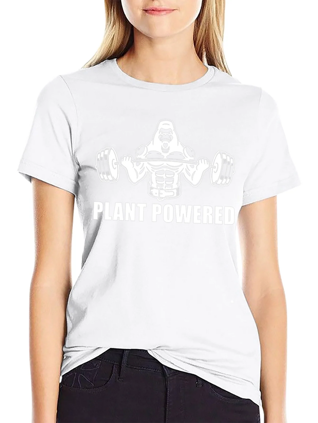 Plant Powered Gorilla Black T-Shirt Gym Vegan product image 3
