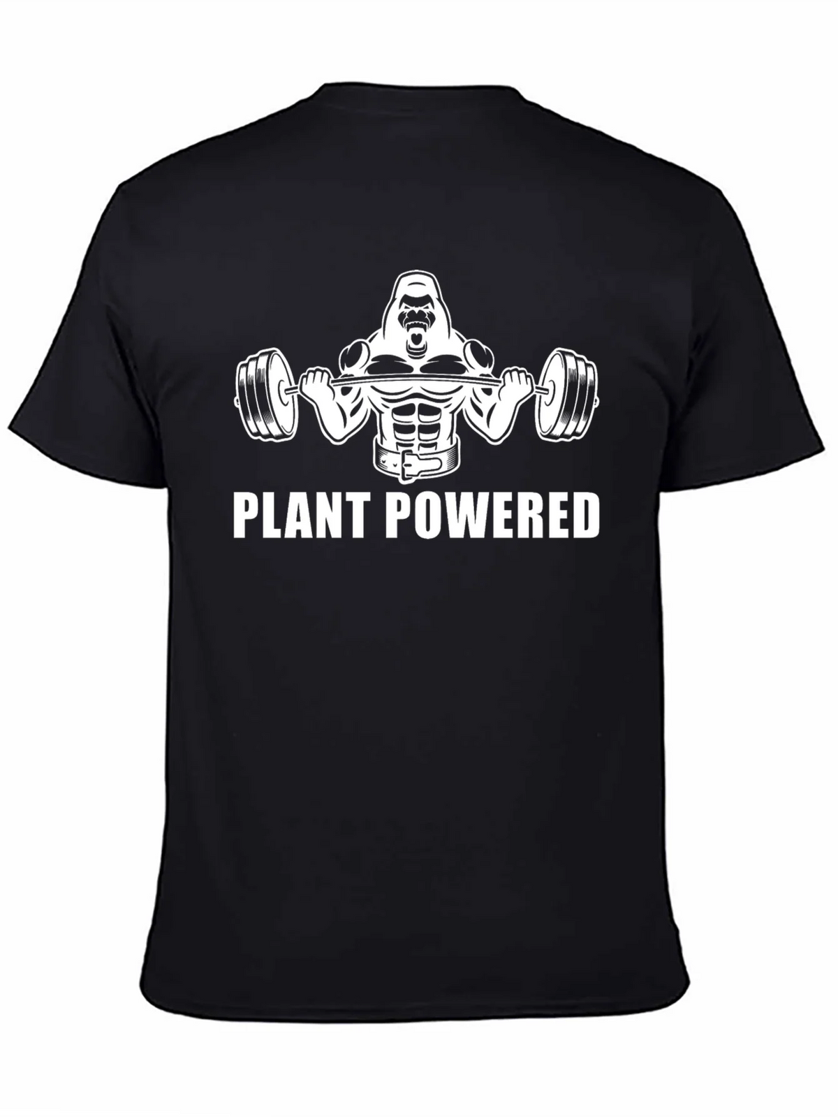 Plant Powered Gorilla Black T-Shirt Gym Vegan product image 1