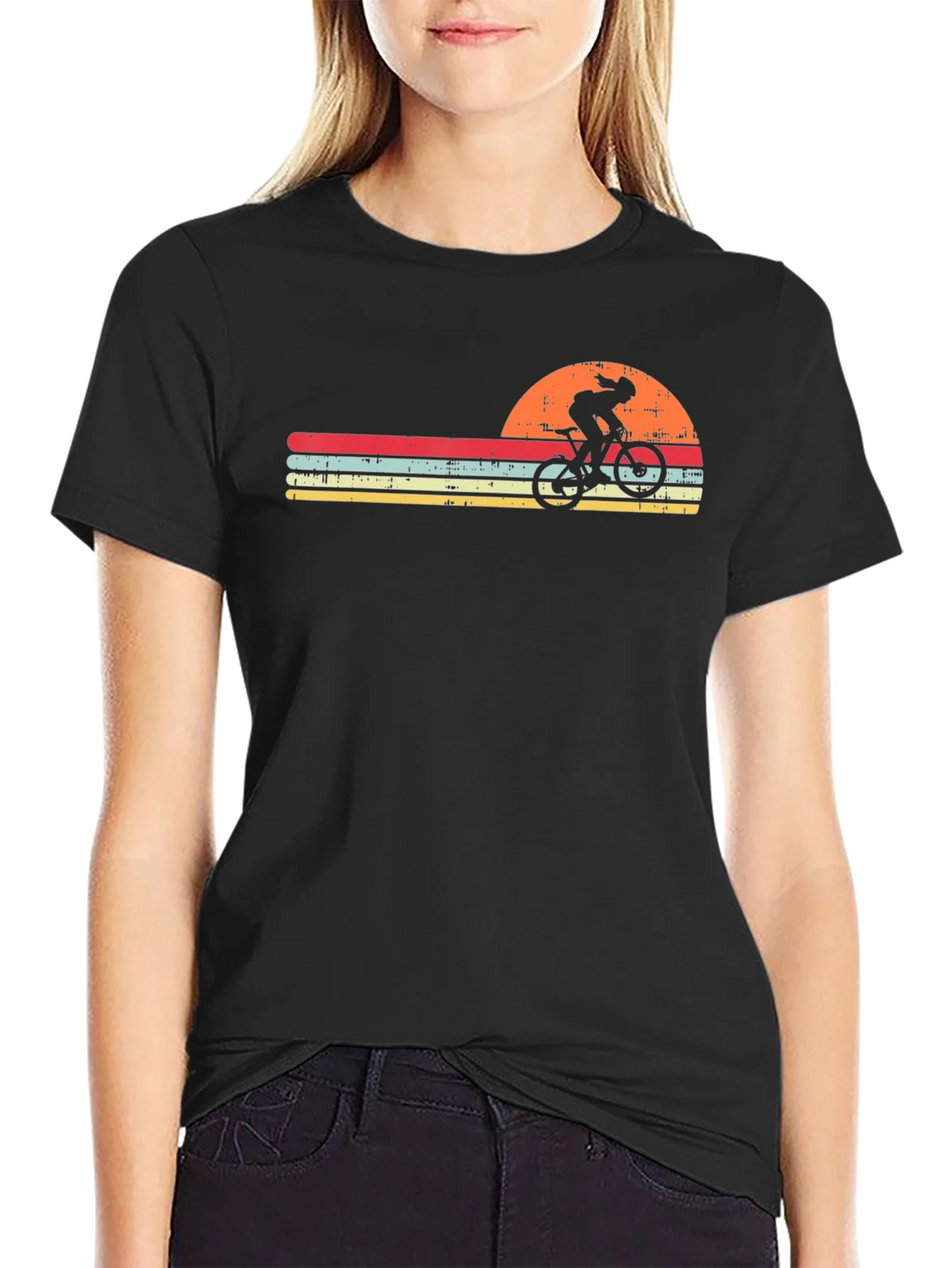 Retro Cyclist T-Shirt - Sunset Design product image 2