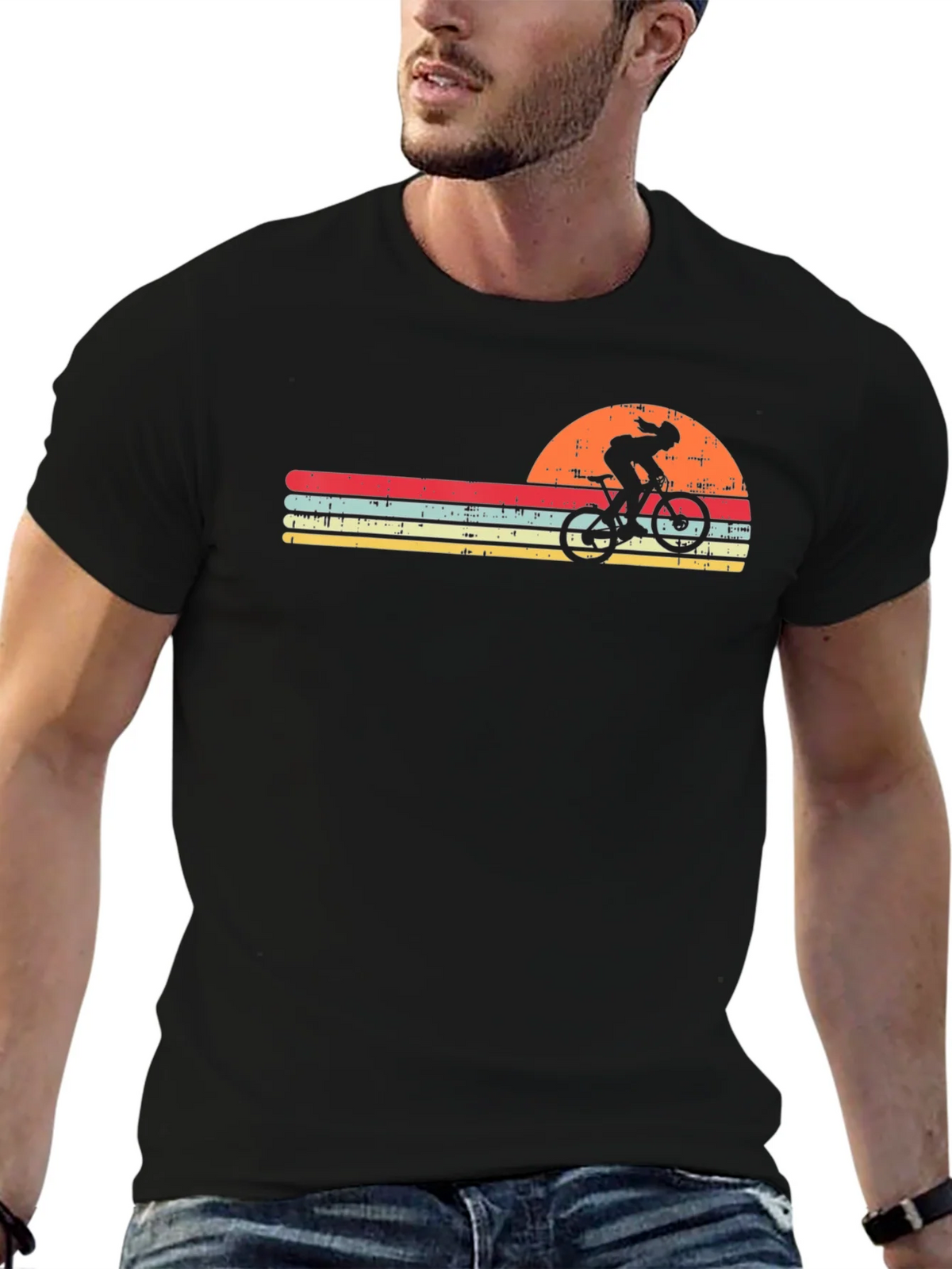 Retro Cyclist T-Shirt - Sunset Design product image 6