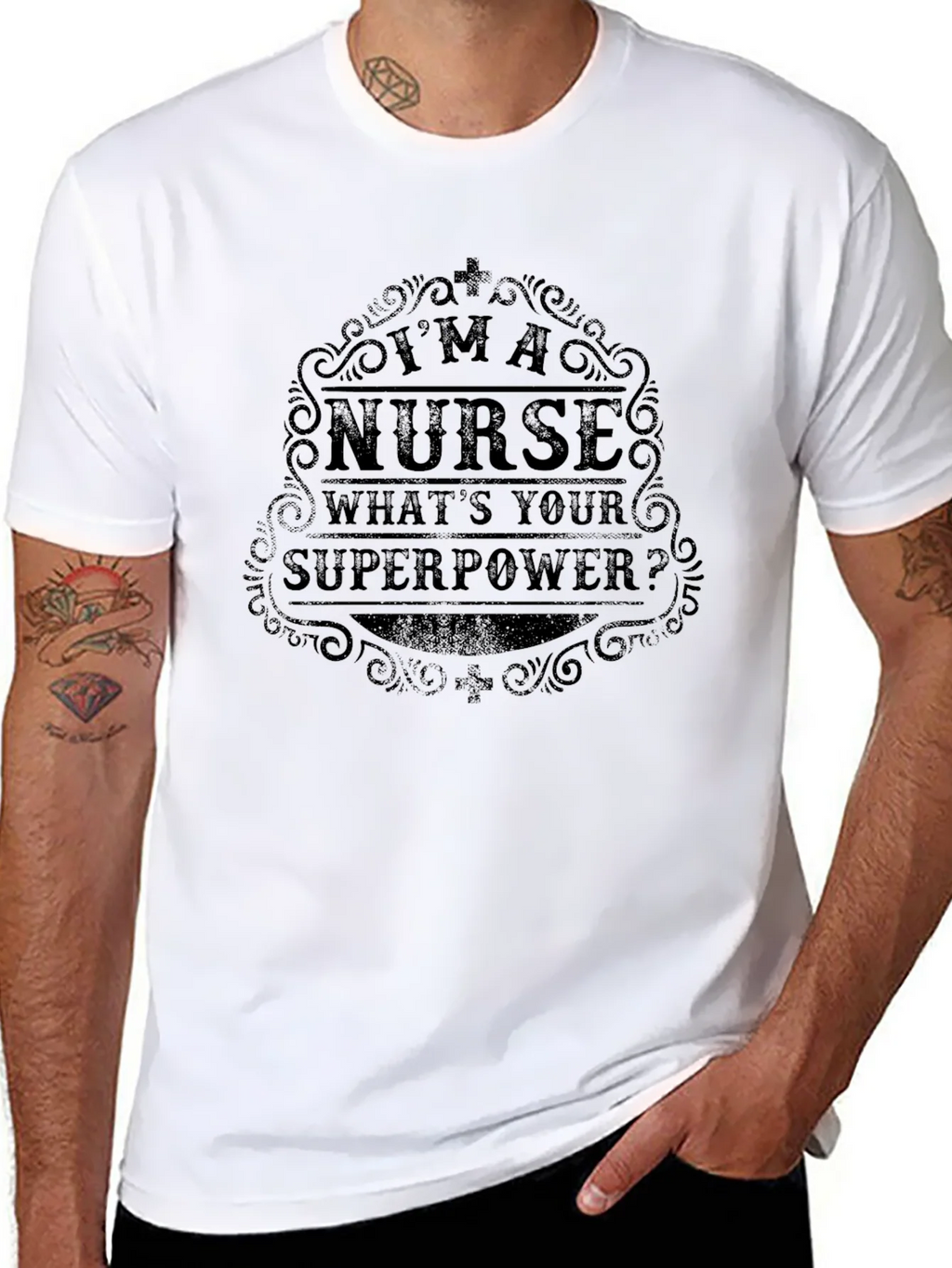 Im a Nurse Whats Your Superpower Black T-Shirt product image 7