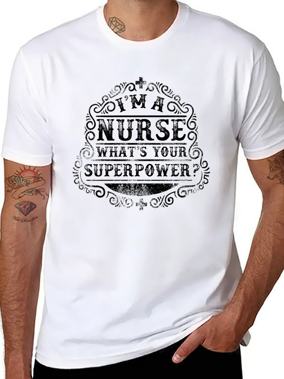 Im a Nurse Whats Your Superpower Black T-Shirt product image 7
