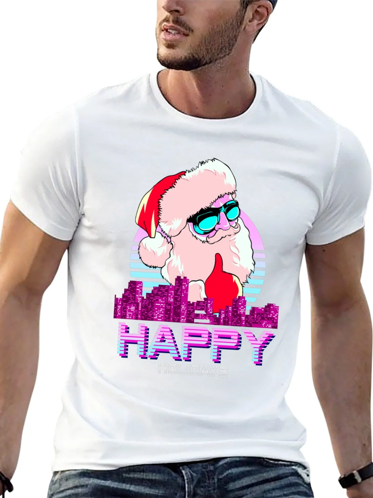 Cool Santa Happy Holidays T-Shirt product image 12