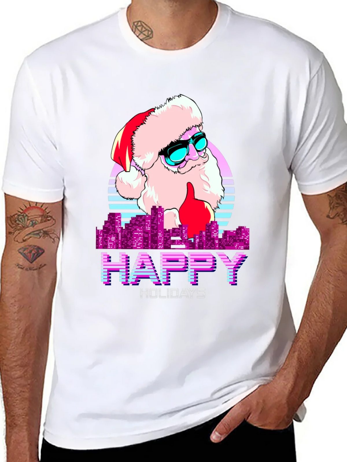 Cool Santa Happy Holidays T-Shirt product image 7
