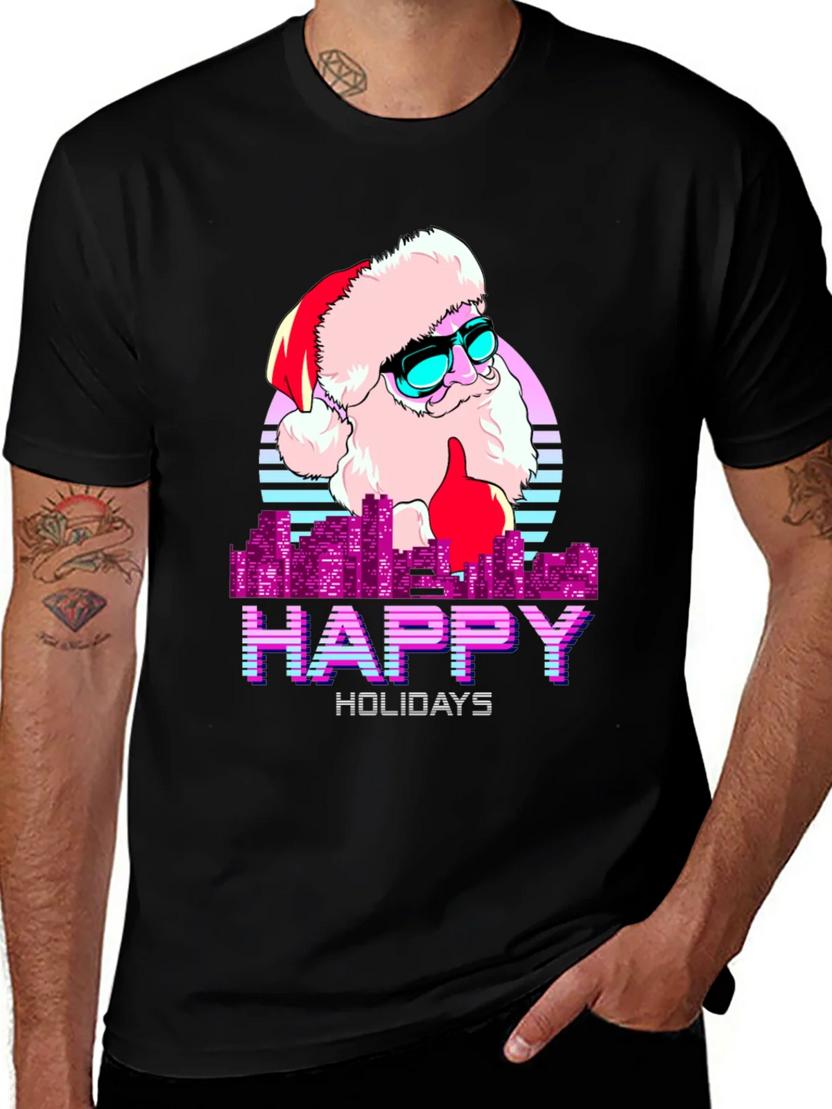 Cool Santa Happy Holidays T-Shirt product image 1
