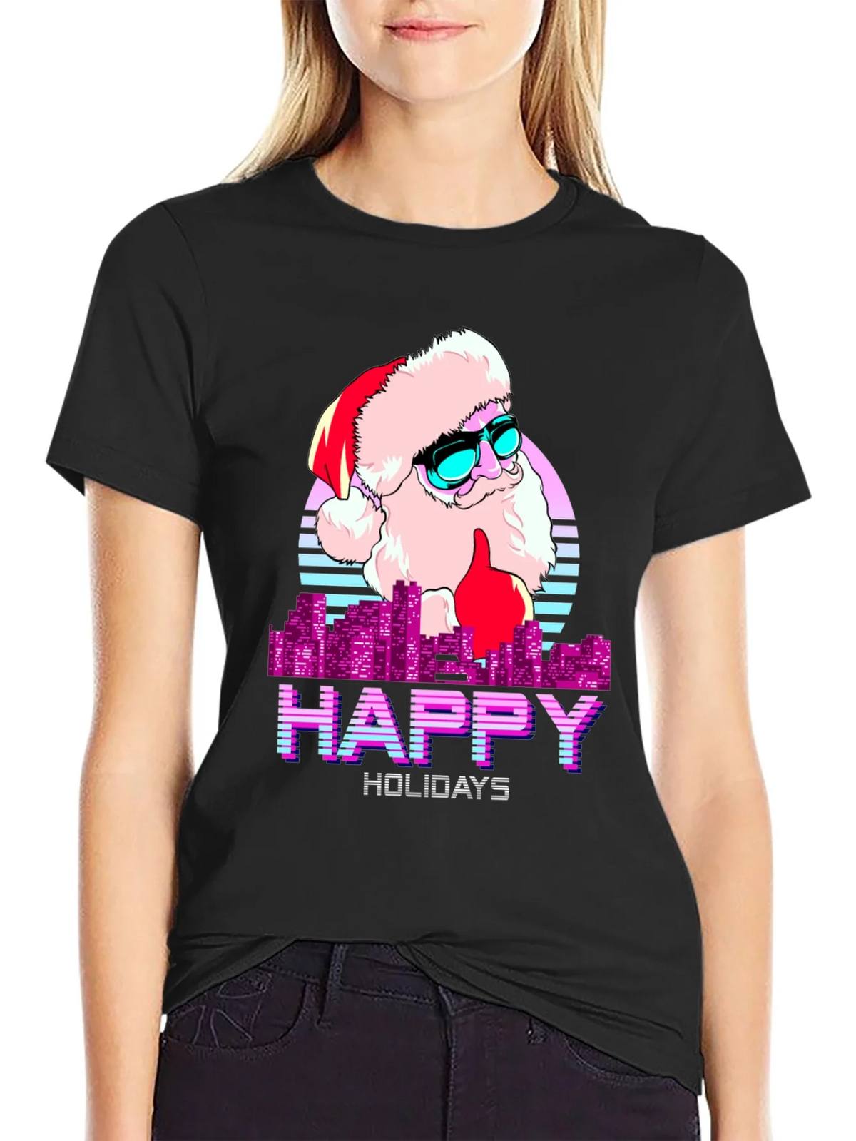 Cool Santa Happy Holidays T-Shirt product image 2