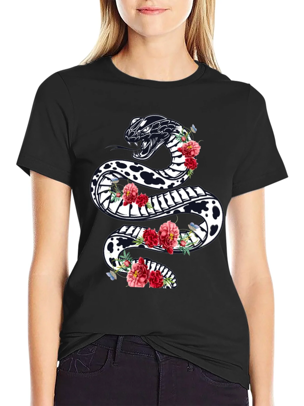 Black Floral Snake Graphic Tee product image 2