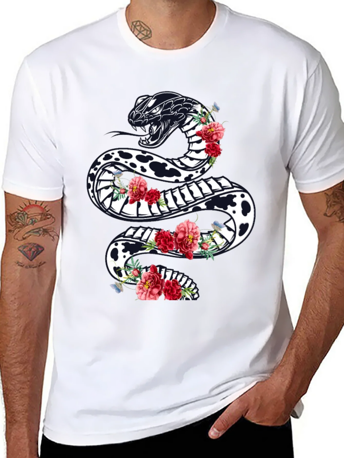 Black Floral Snake Graphic Tee product image 7