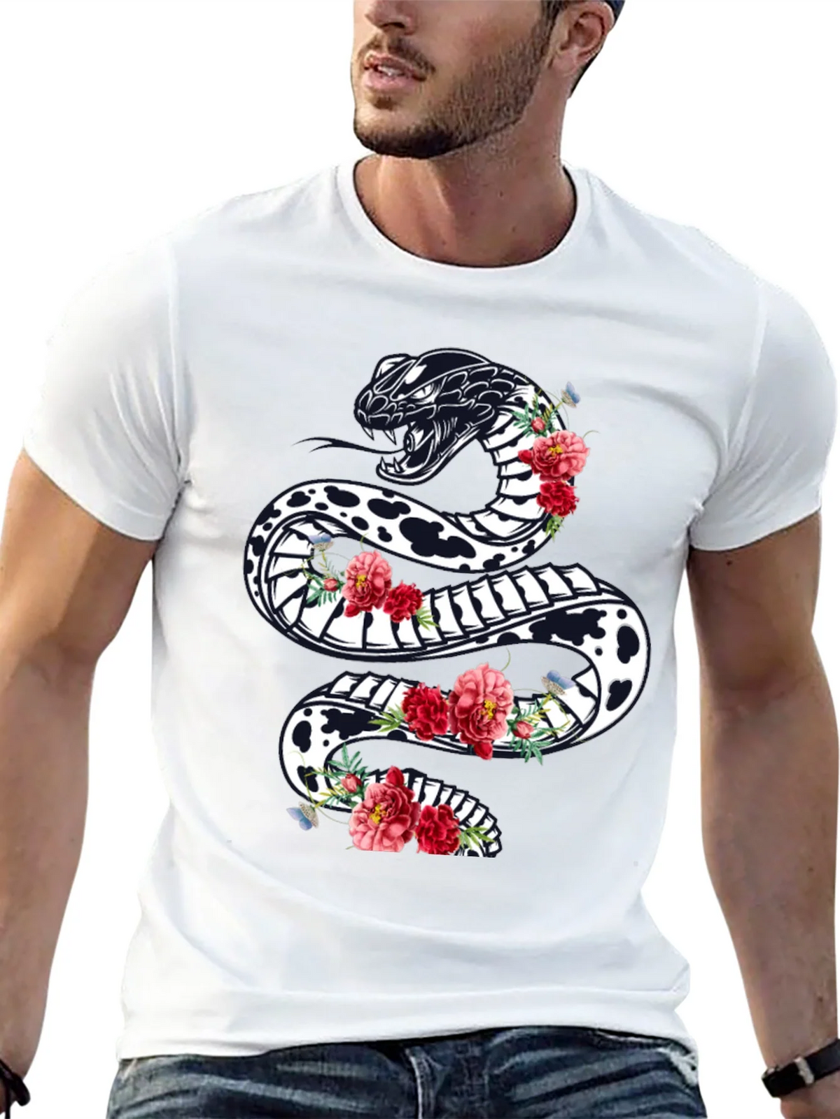 Black Floral Snake Graphic Tee product image 12