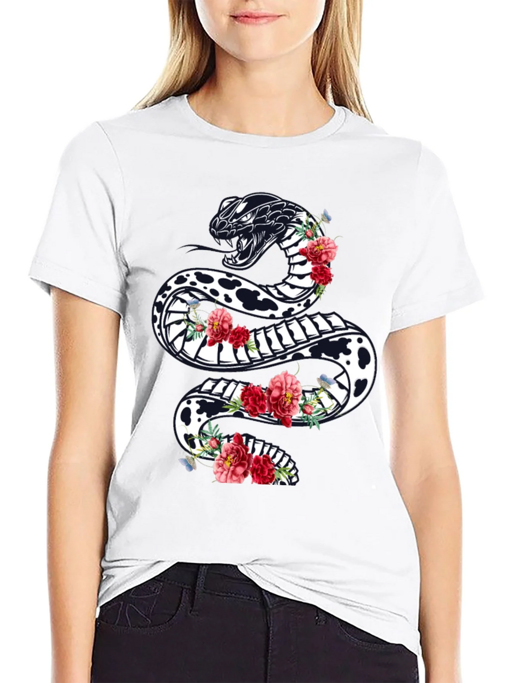 Black Floral Snake Graphic Tee product image 8