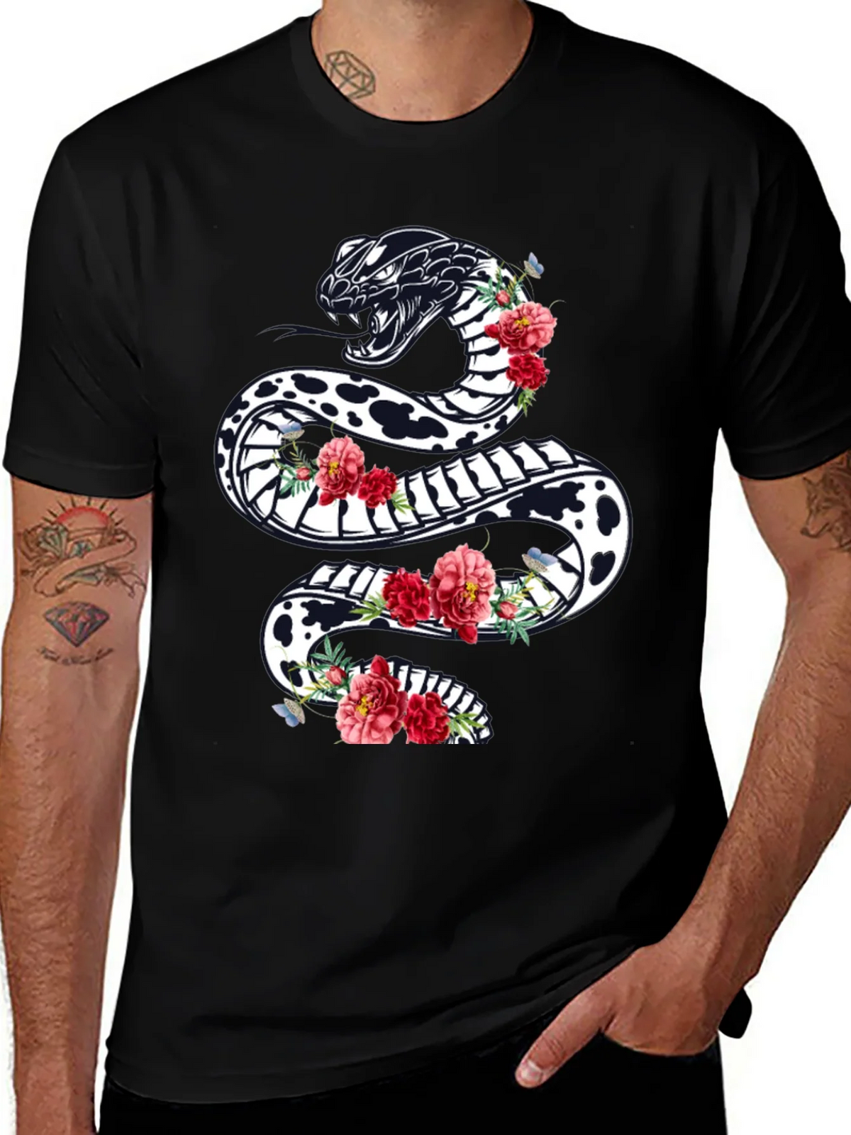Black Floral Snake Graphic Tee product image 1