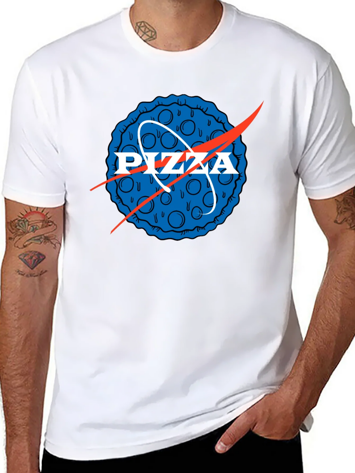Pizza NASA Logo Mens Graphic Tee product image 7