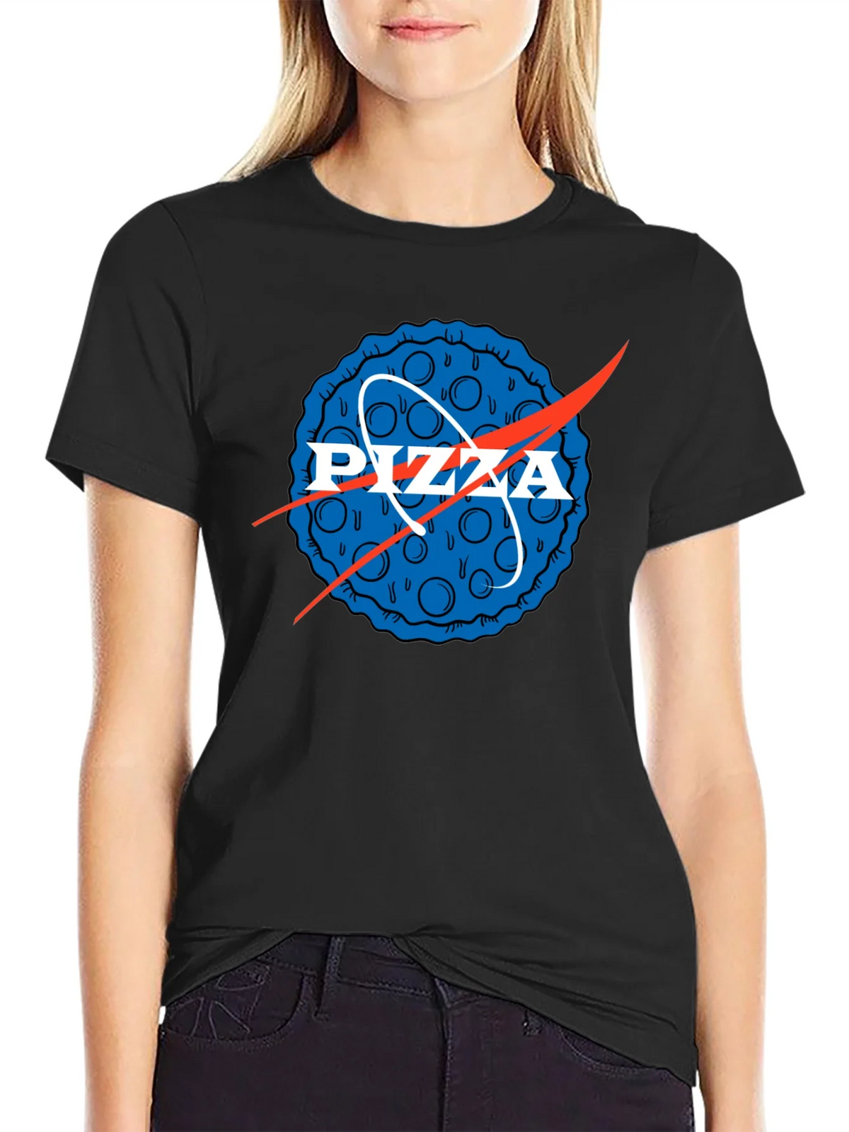 Pizza NASA Logo Mens Graphic Tee product image 2