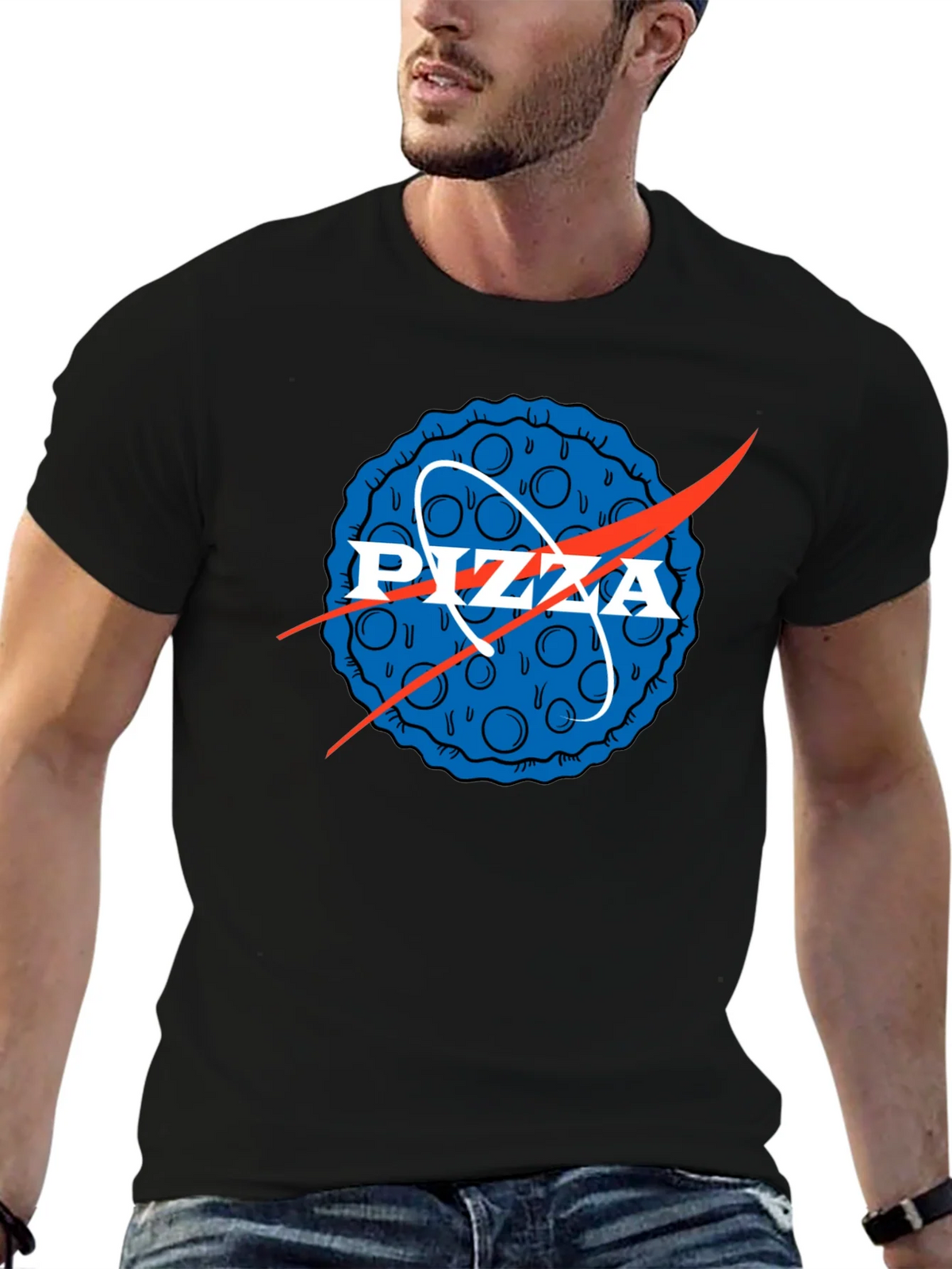 Pizza NASA Logo Mens Graphic Tee product image 6