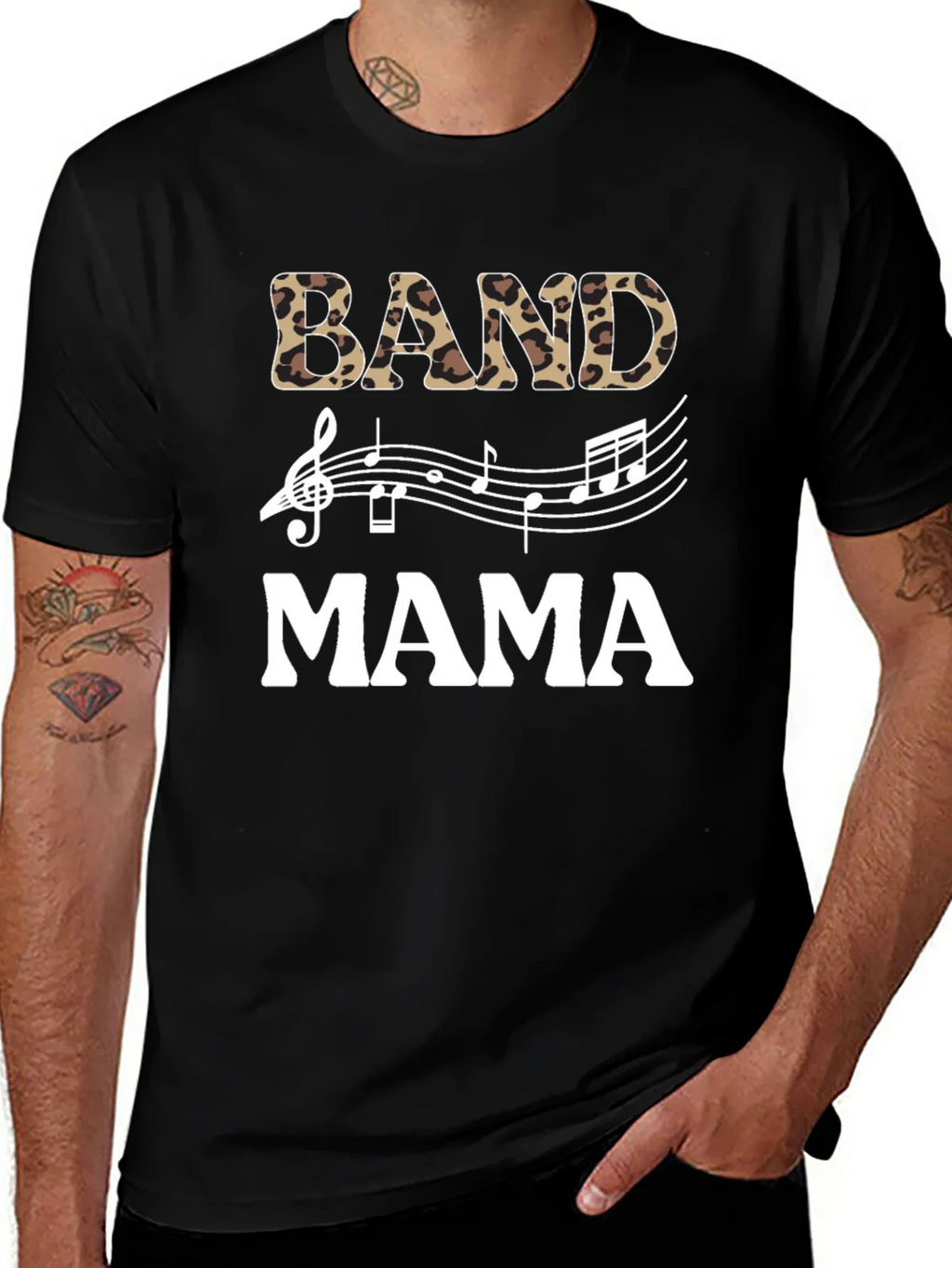 Band Mama Leopard Print Music T-Shirt product image 1