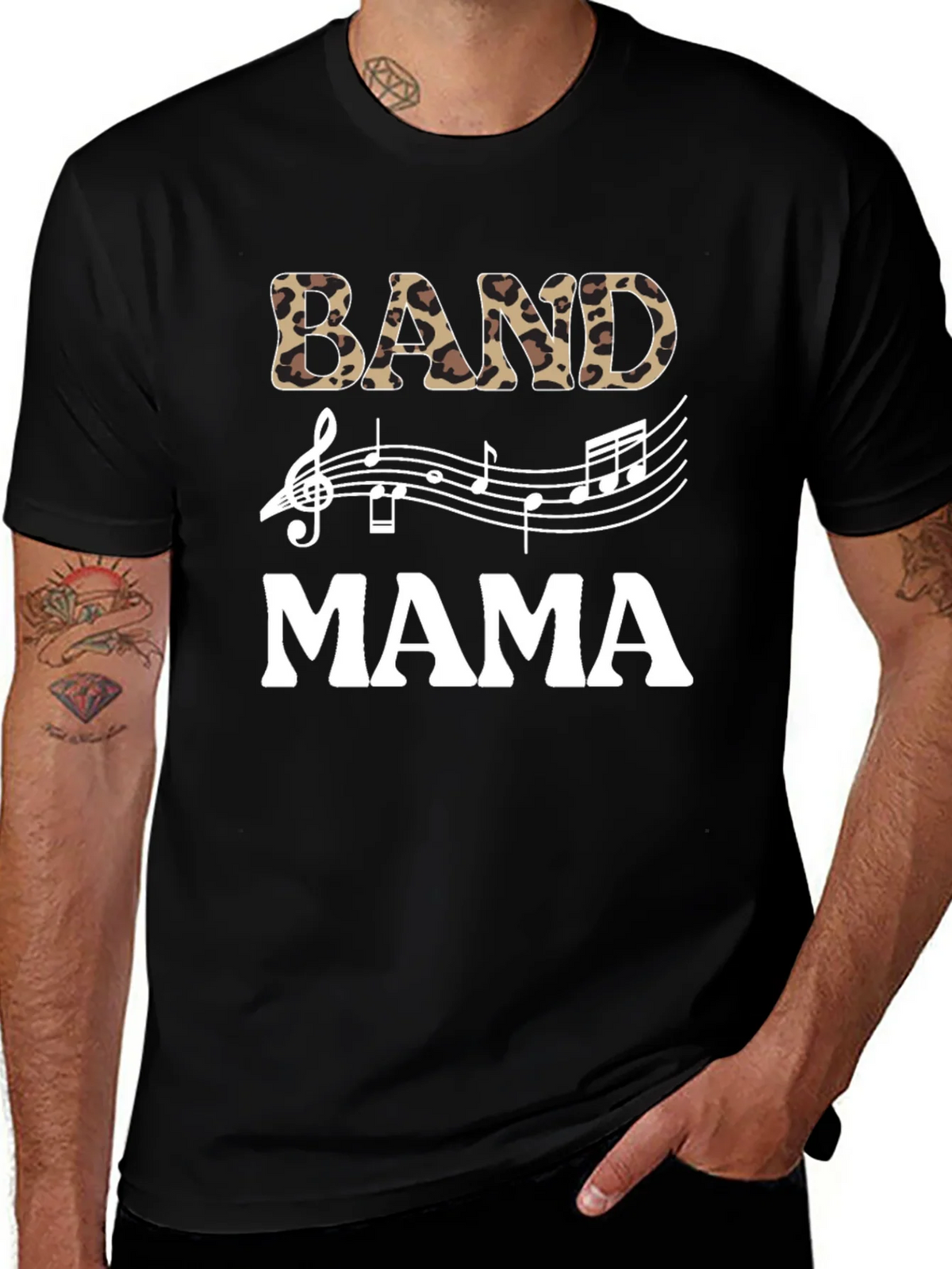 Band Mama Leopard Print Music T-Shirt product image 1