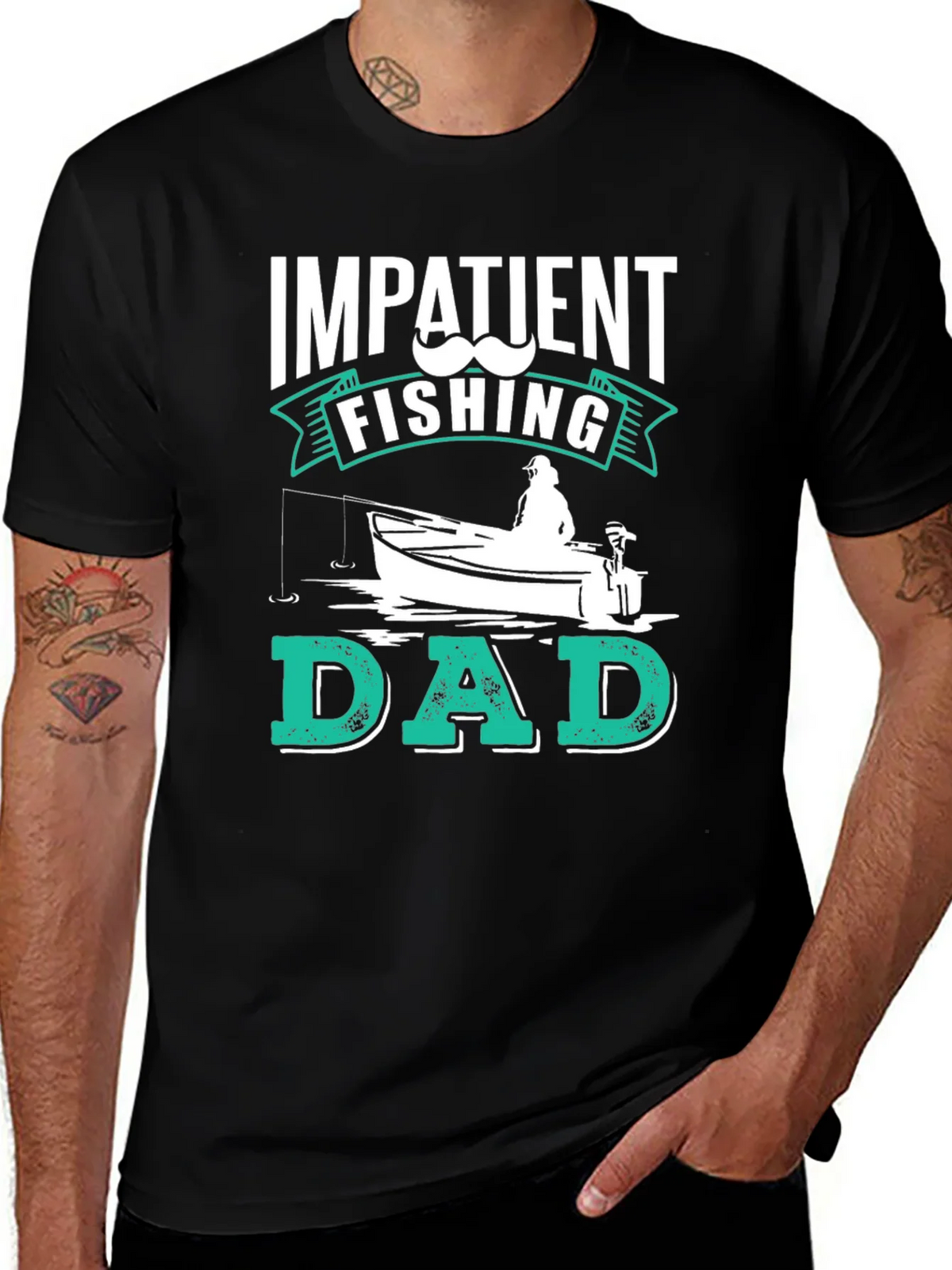 Impatient Fishing Dad Black Graphic Tee product image 1