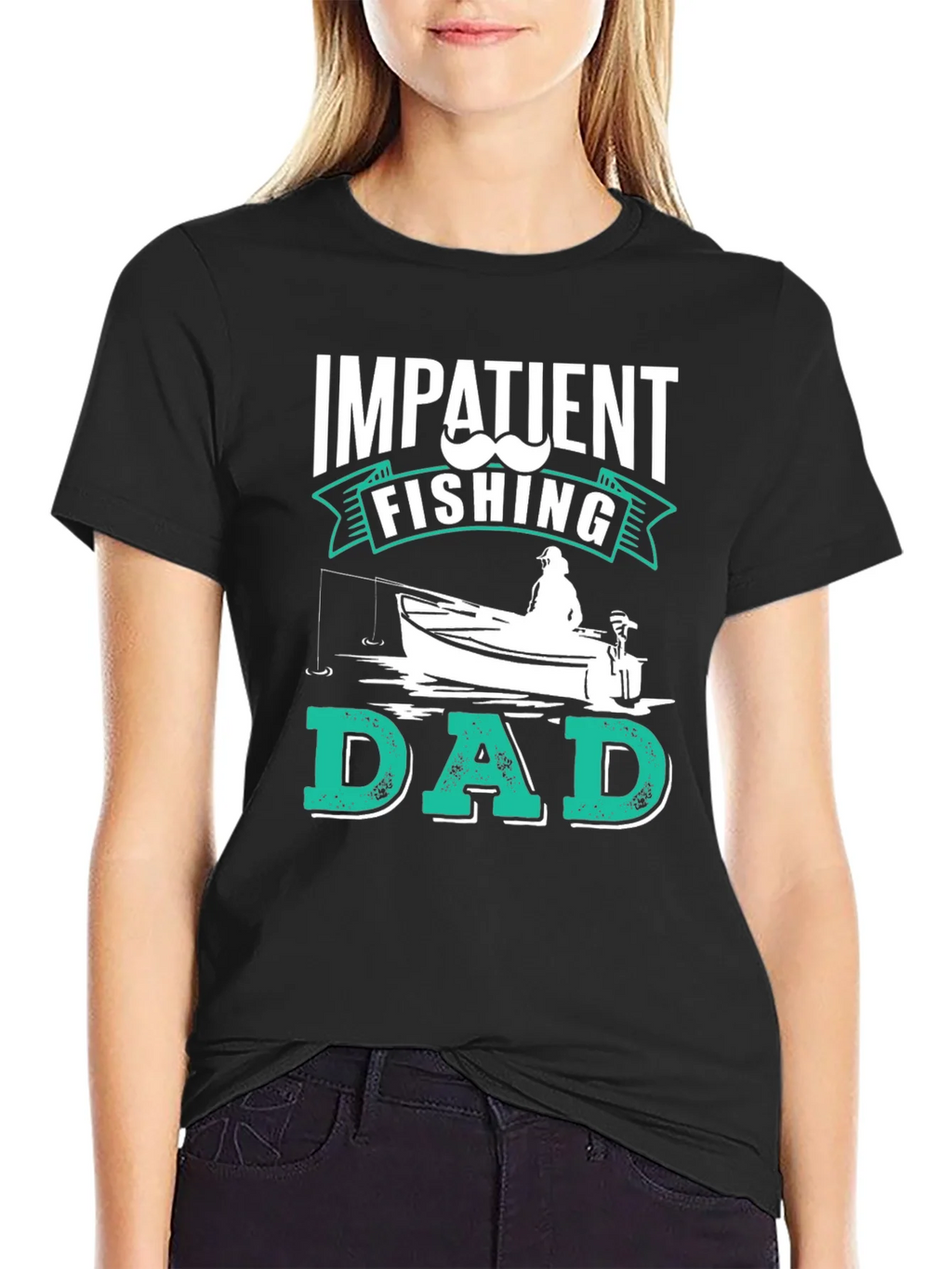 Impatient Fishing Dad Black Graphic Tee product image 2