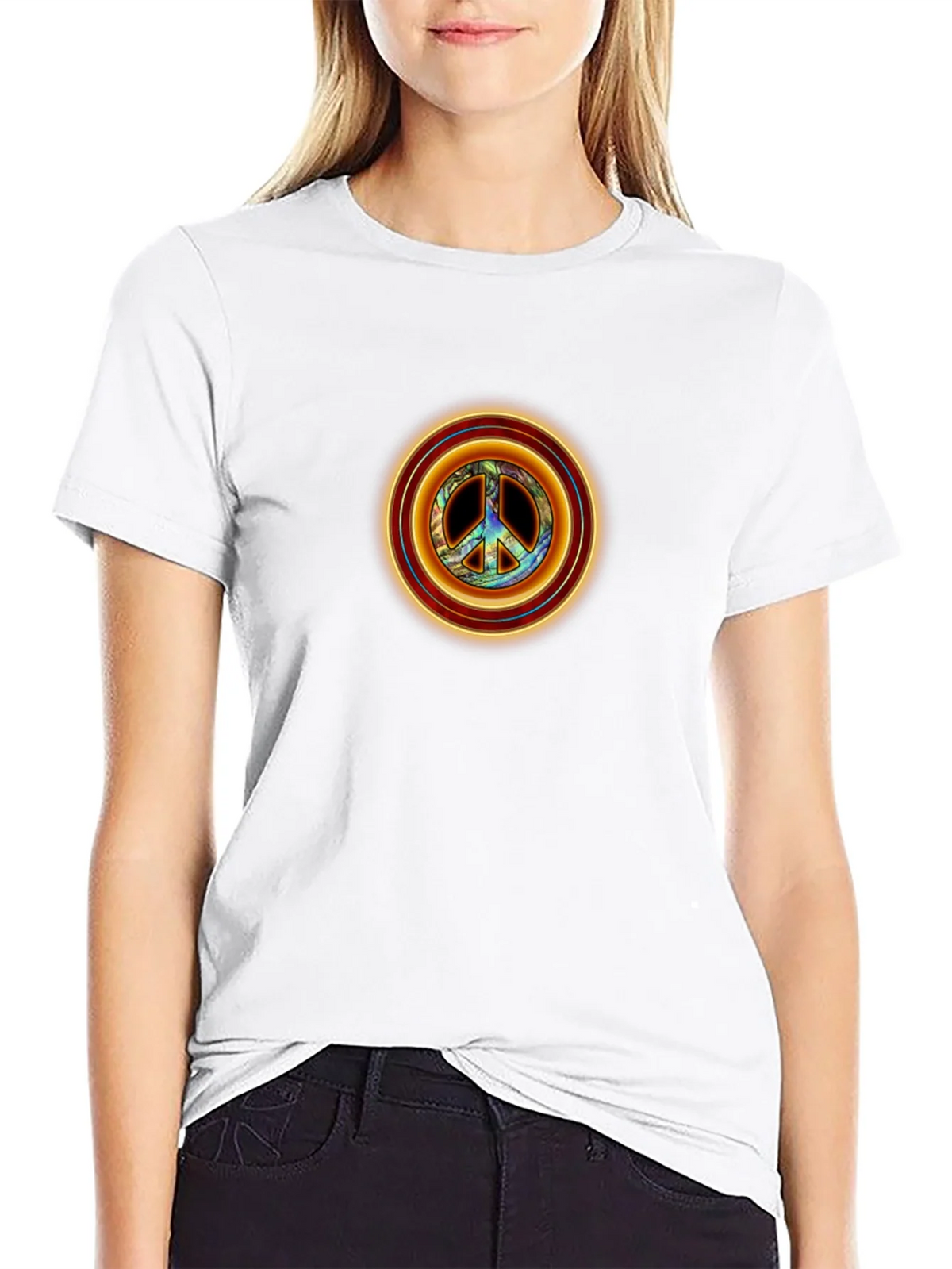 Peace Sign Graphic Tee - Retro Style Black T-Shirt product image 7