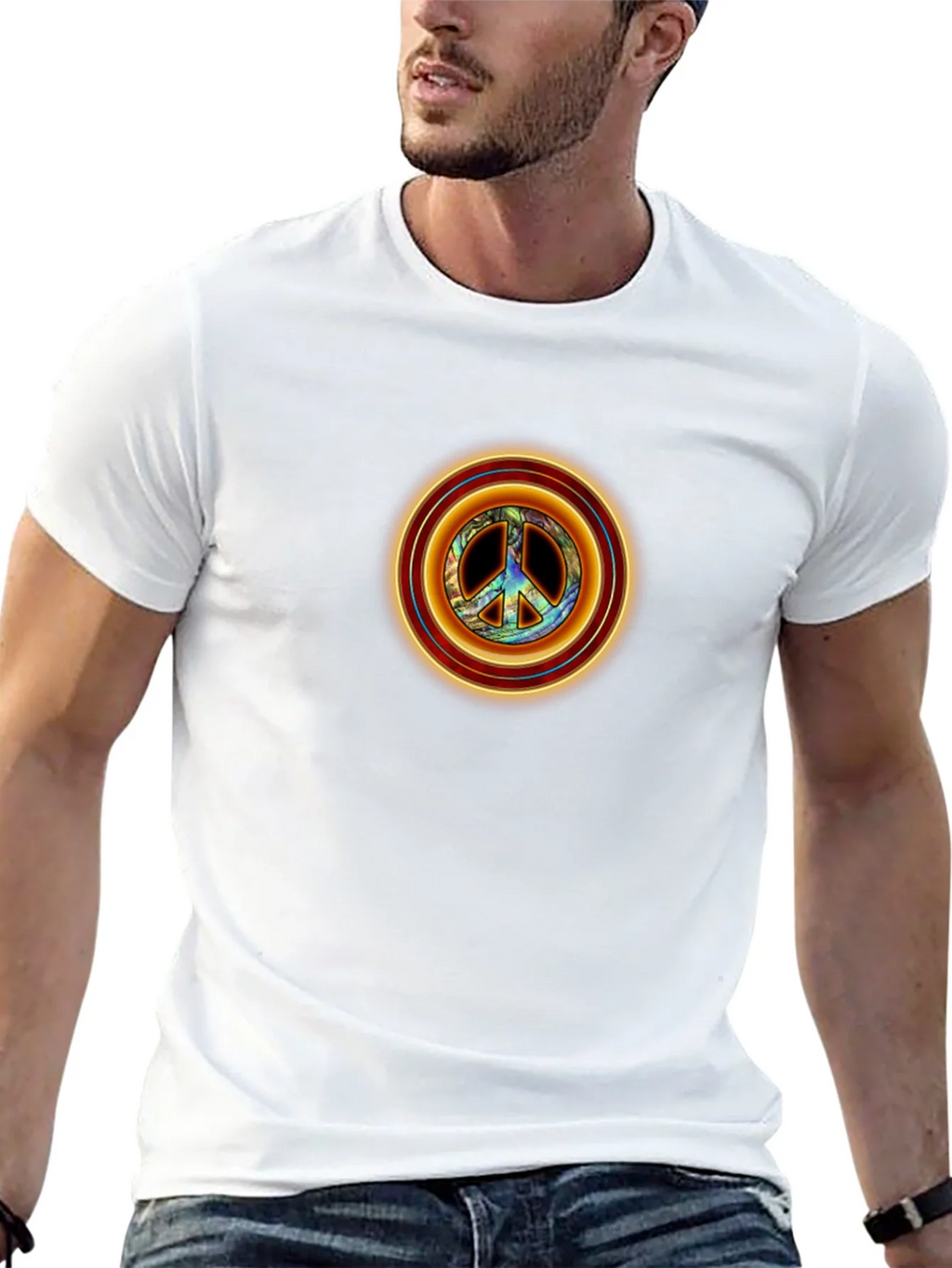 Peace Sign Graphic Tee - Retro Style Black T-Shirt product image 11