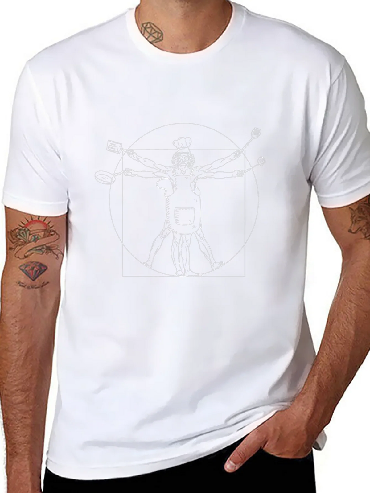 Chef Vitruvian Man T-Shirt - Culinary Art Tee product image 7
