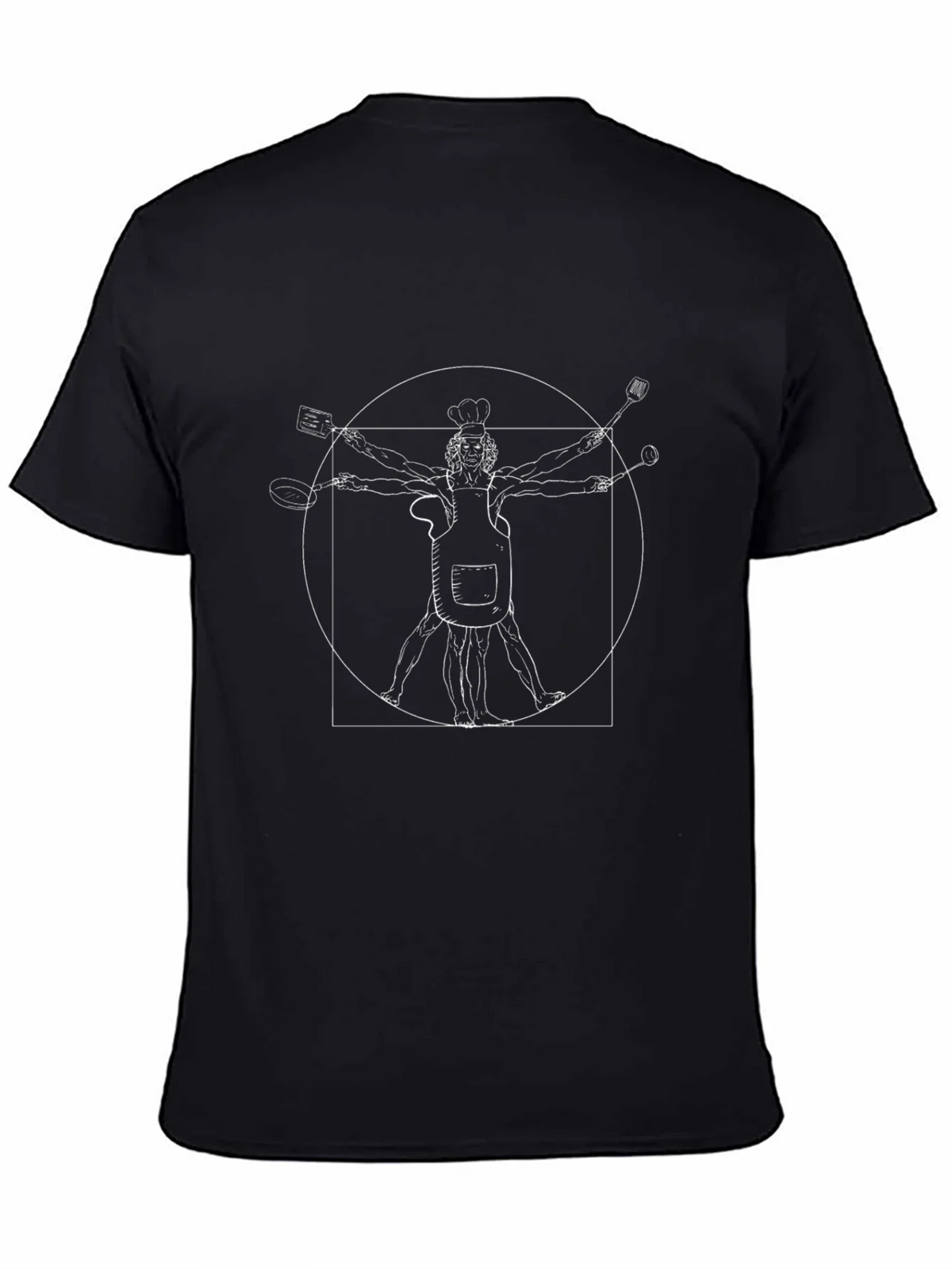 Chef Vitruvian Man T-Shirt - Culinary Art Tee product image 4