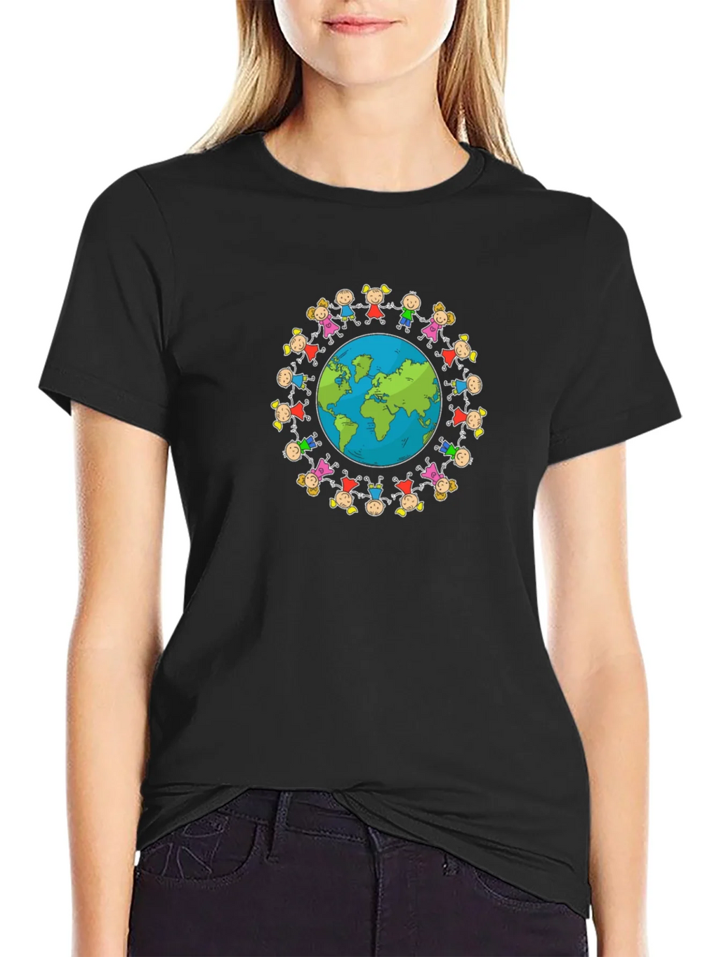 Unisex Black T-Shirt with Global Unity Graphic product image 2
